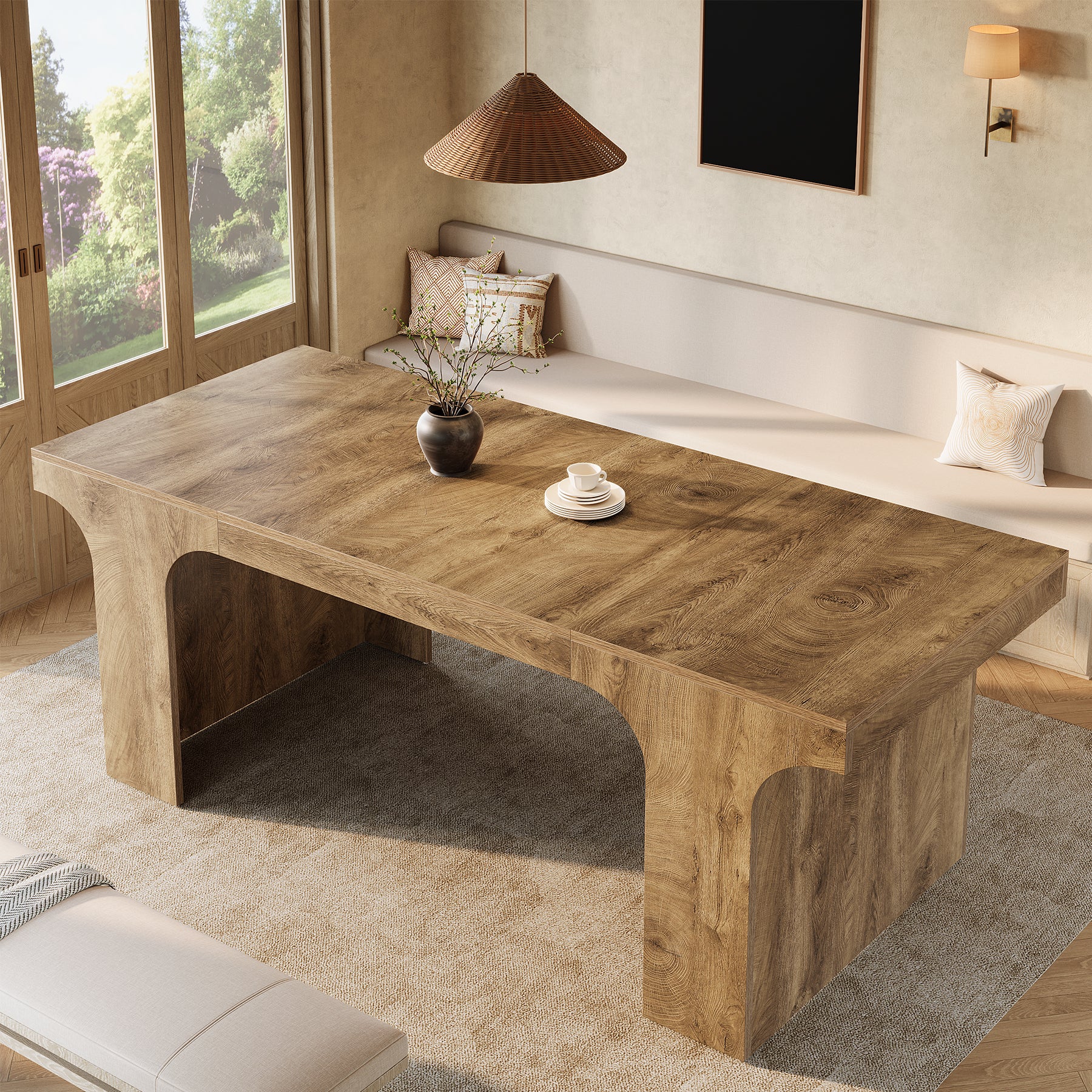 Farmhouse Dining Table, 70.87" Rectangular Kitchen Dining Table for 6-8 People - Image 3