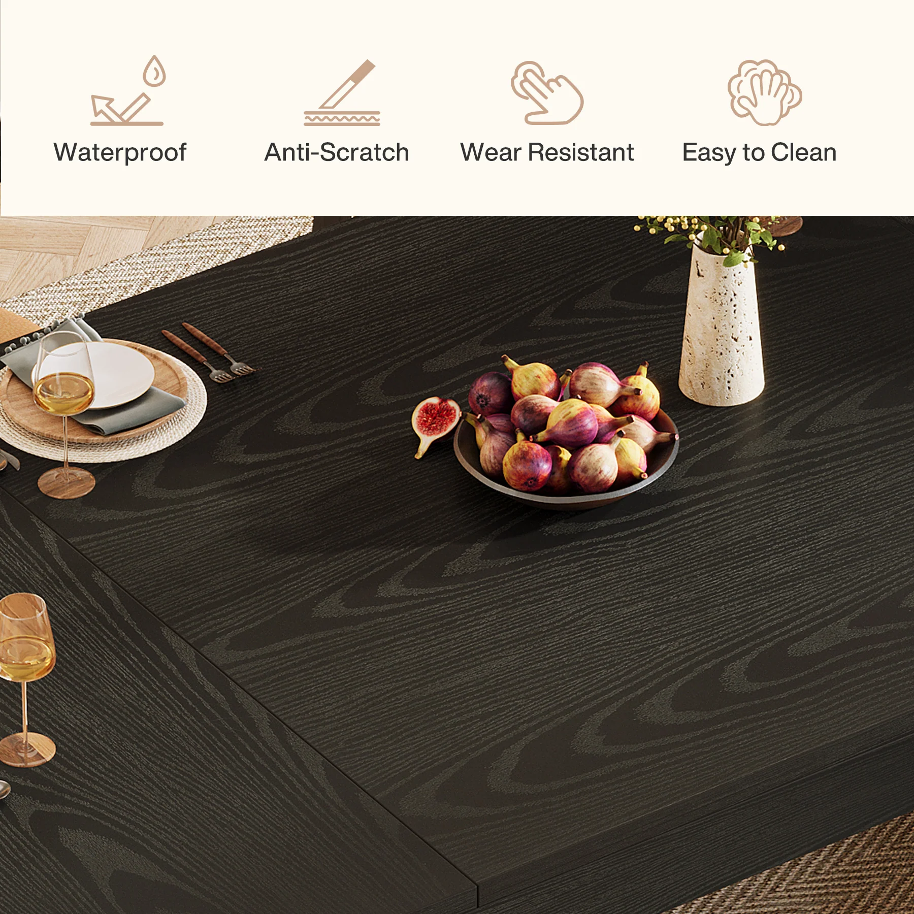 55 Inch Farmhouse Double Pedestal Dining Table, Rectangular Table for 4-6 in Small Spaces - Image 9