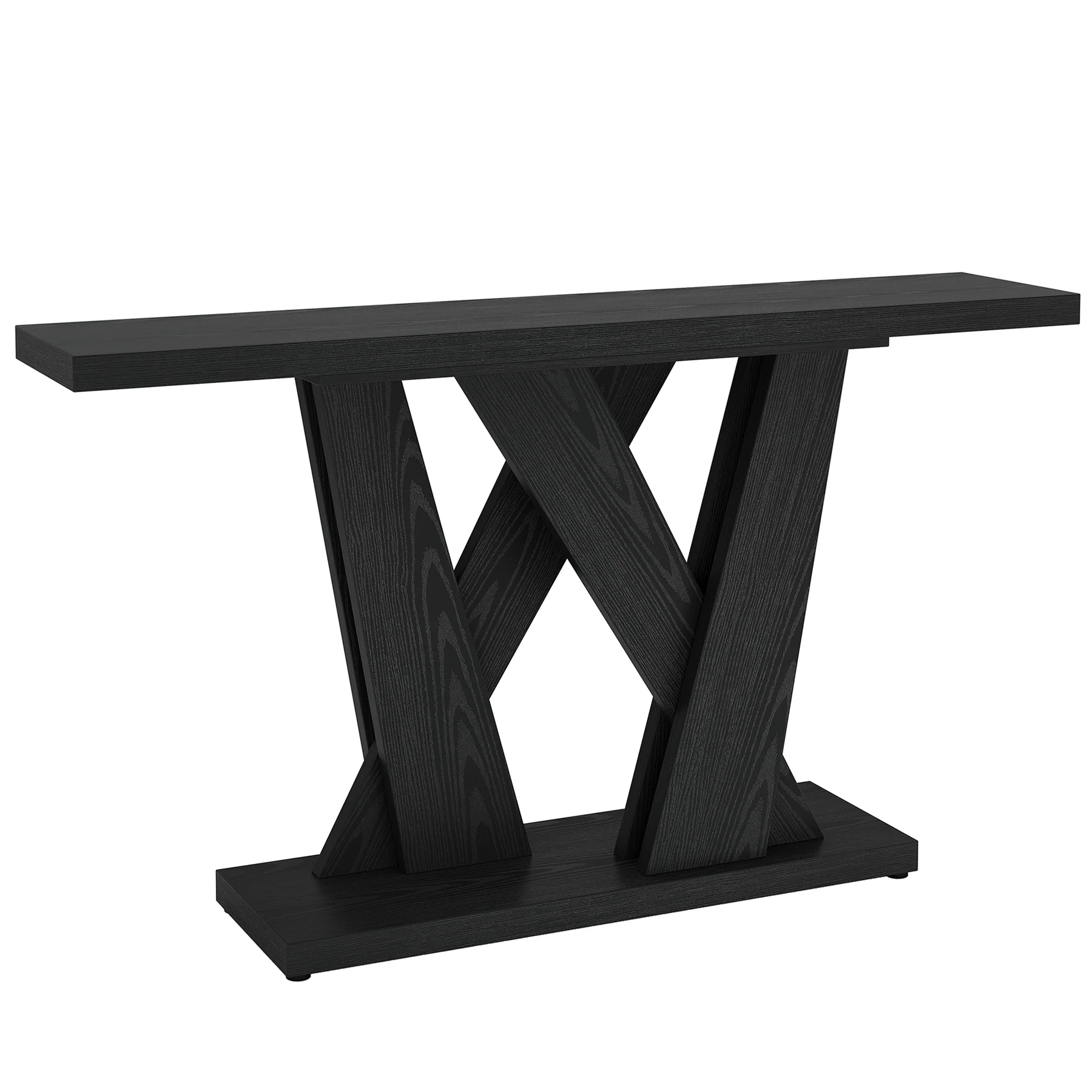 55" Console Table, Farmhouse Entryway Table With Geometric Base - Image 8