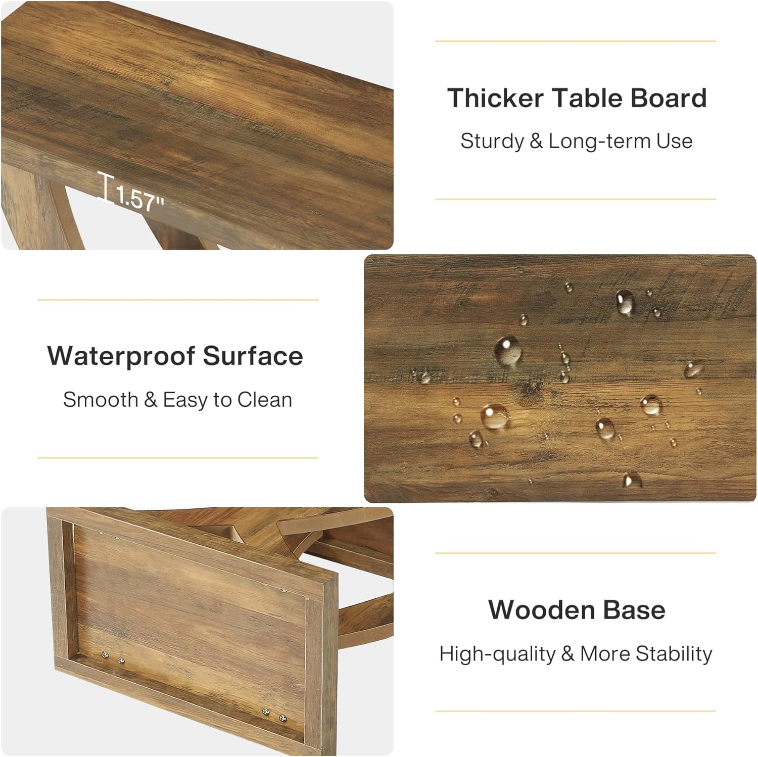 Wooden End Table, Farmhouse Side Table Nightstand with Cross Fishtail Support - Image 8