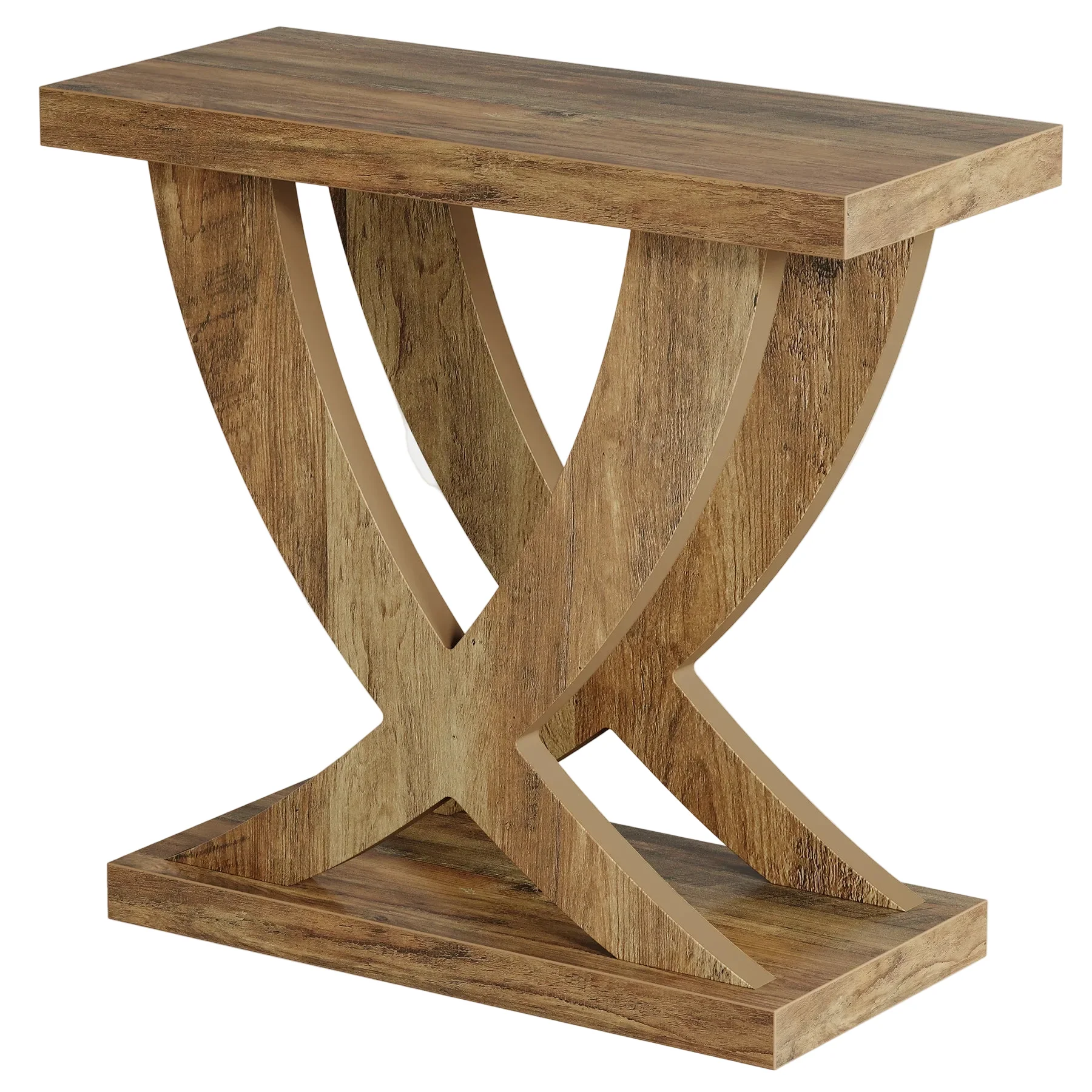 Wooden End Table, Farmhouse Side Table Nightstand with Cross Fishtail Support - Image 9