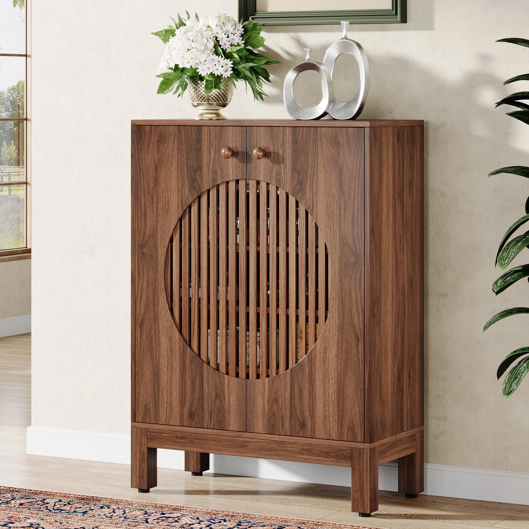 5-Tier Sideboard Buffet, Farmhouse Kitchen Storage Cabinet with Removable Shelves - Image 4