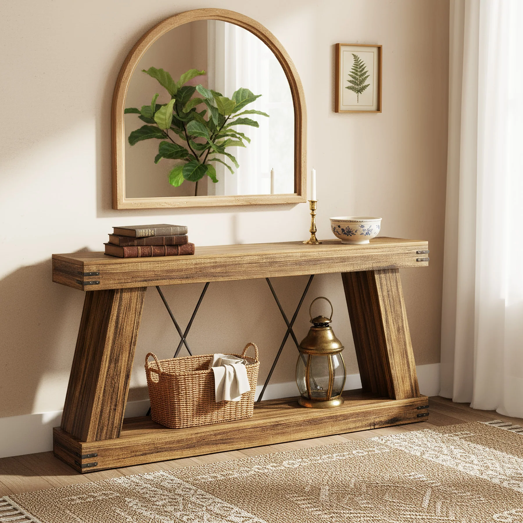 70.9" Console Table, Farmhouse Sofa Entryway Table with Sturdy Base - Image 9