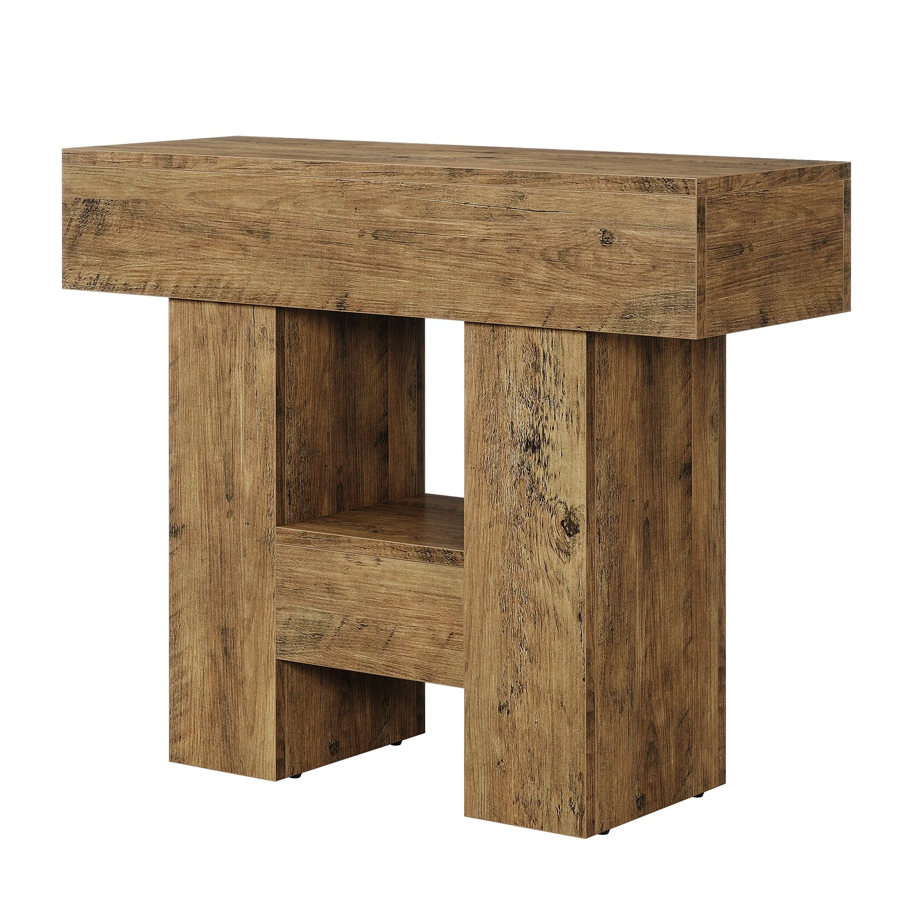 31.5" End Table, Farmhouse Sofa Side Table with 2-Tier Shelf and Heavy Duty Base - Image 11