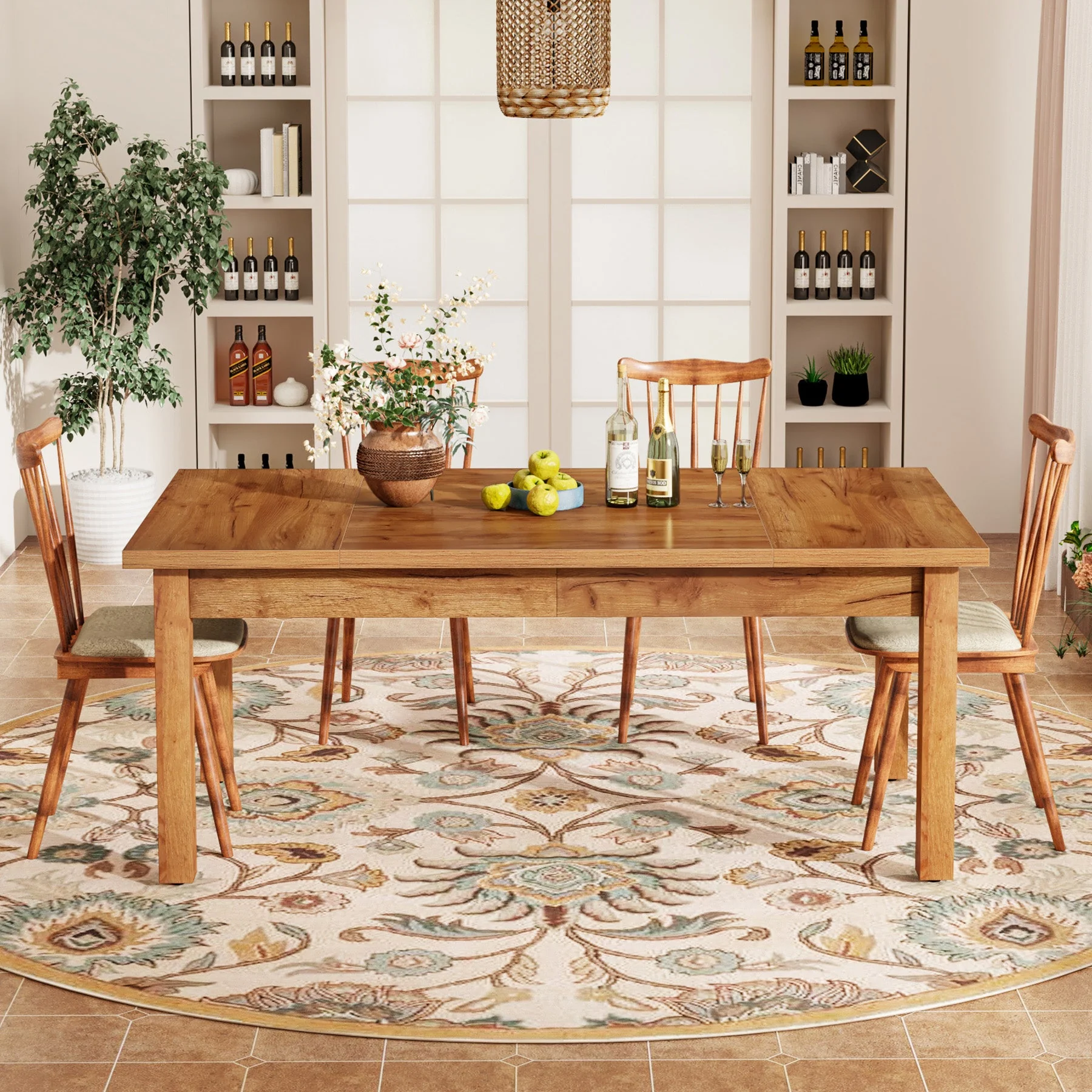 70.9" Wood Dining Table for 6-8 People, Farmhouse Breakfast Table - Image 4