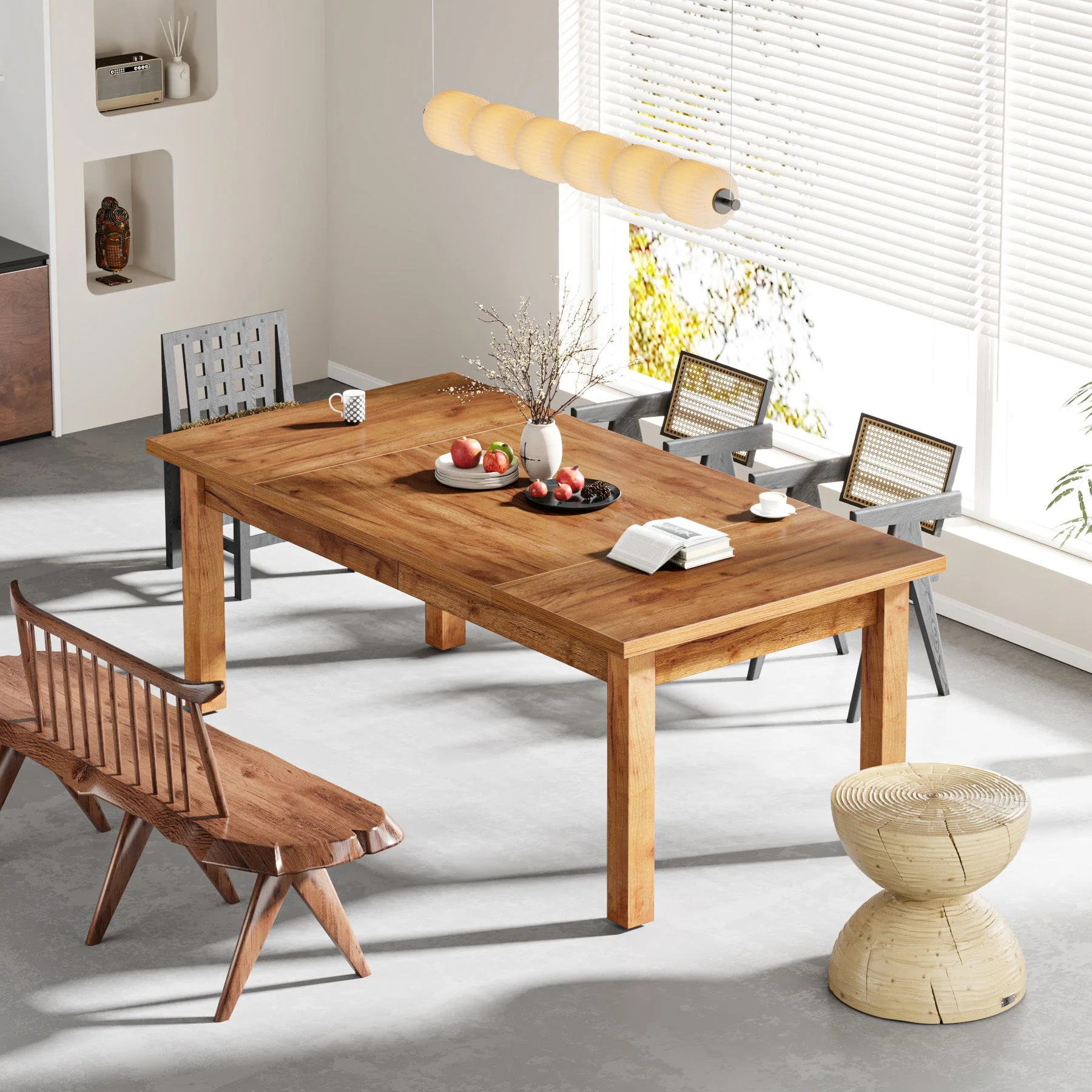 70.9" Wood Dining Table for 6-8 People, Farmhouse Breakfast Table - Image 5