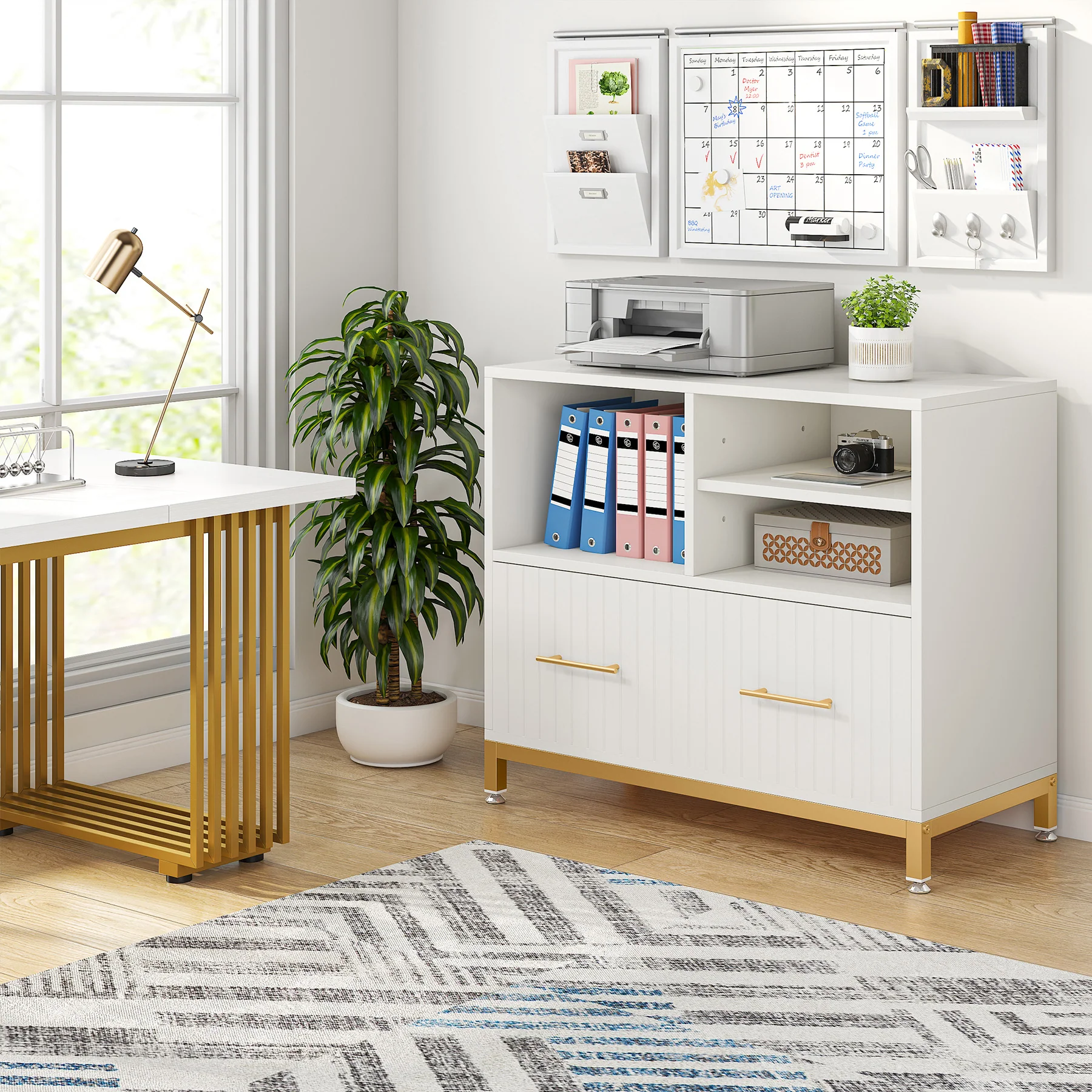 Lateral File Cabinet Printer Stand with Drawer & Open Storage Spaces - Image 6