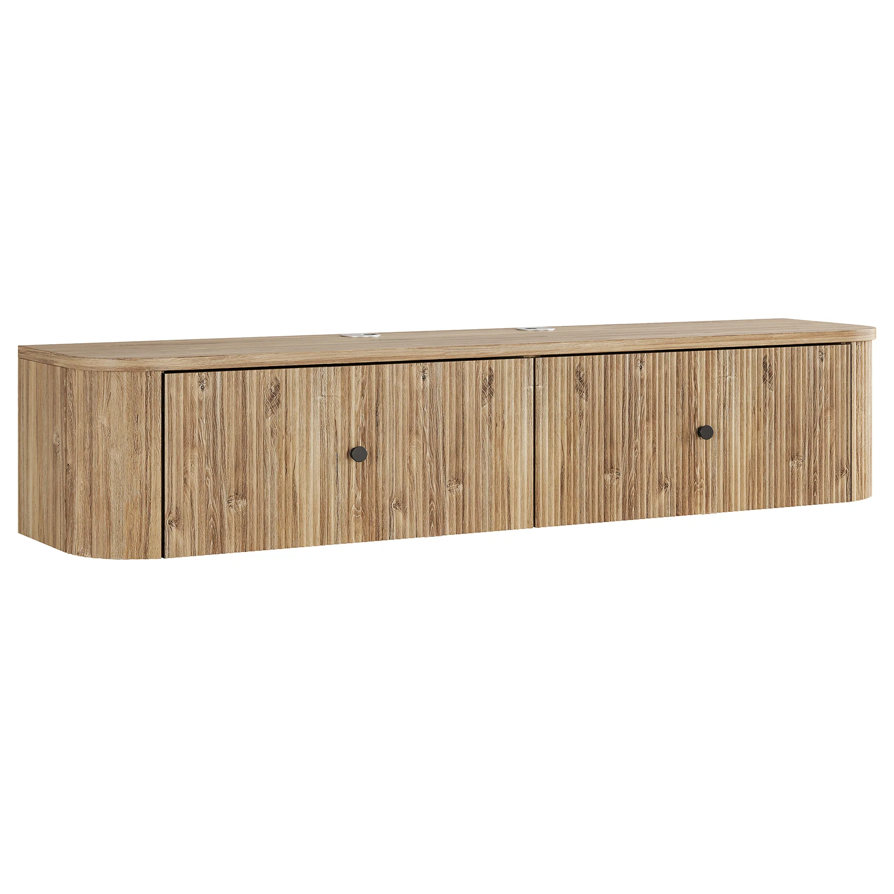 Floating TV Stand, 55" Wall Mounted Media Console with 2 Fluted Drawers - Image 10
