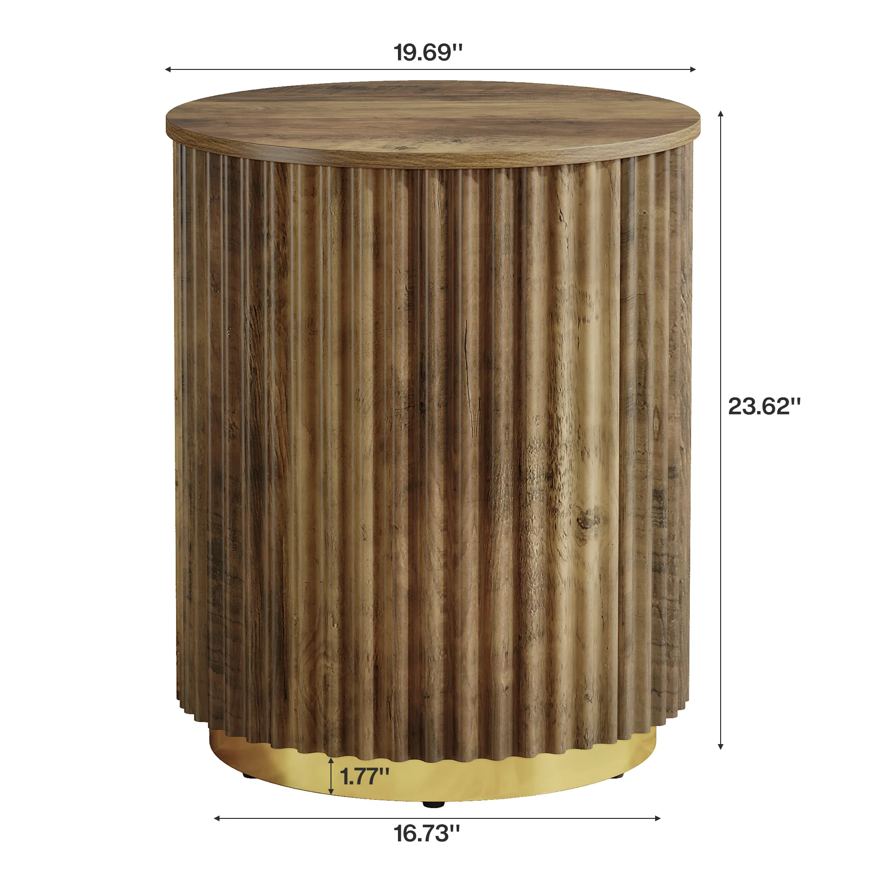 Fluted Round End Table, Small Side Table Nightstand for Living Room, Bedroom - Image 2