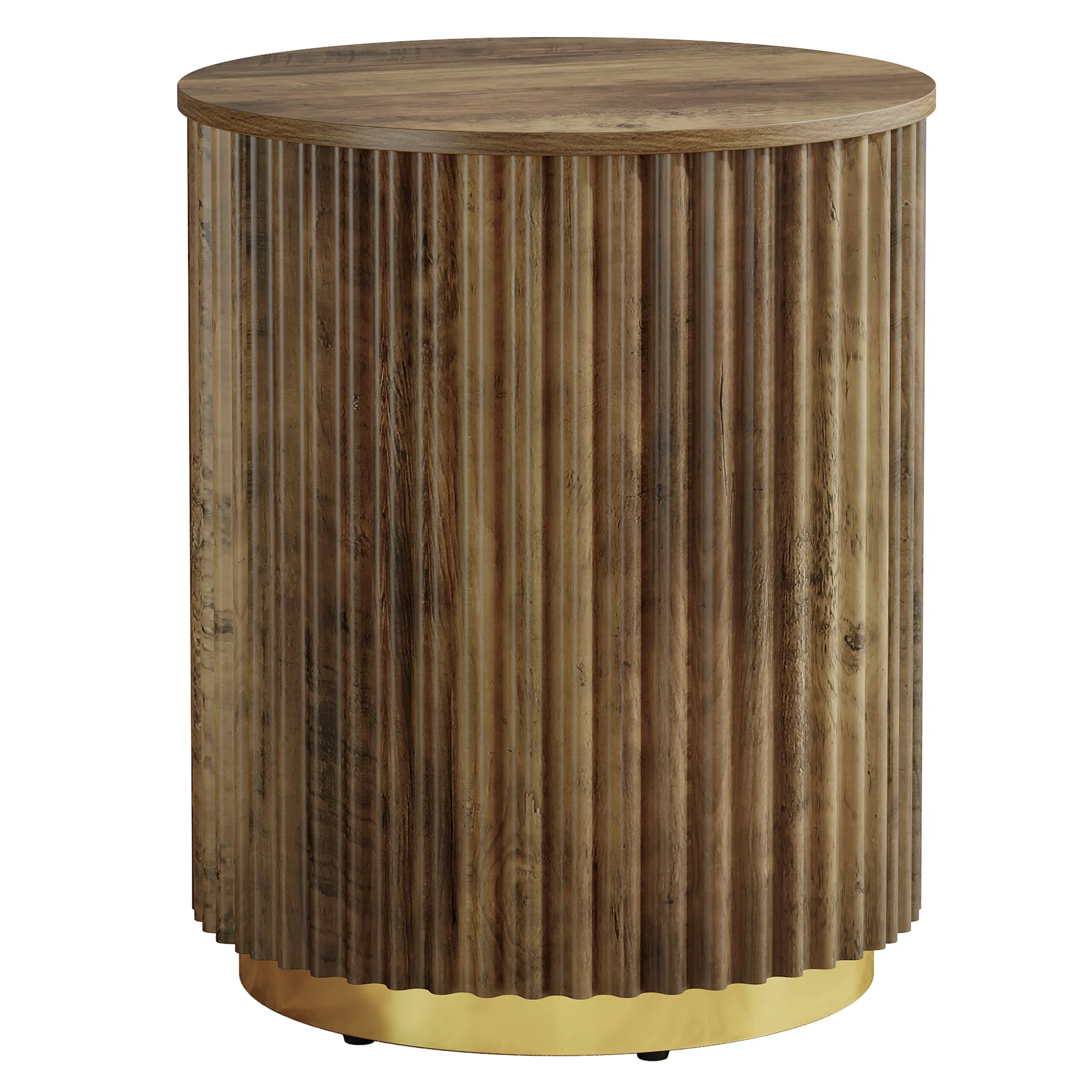 Fluted Round End Table, Small Side Table Nightstand for Living Room, Bedroom - Image 9