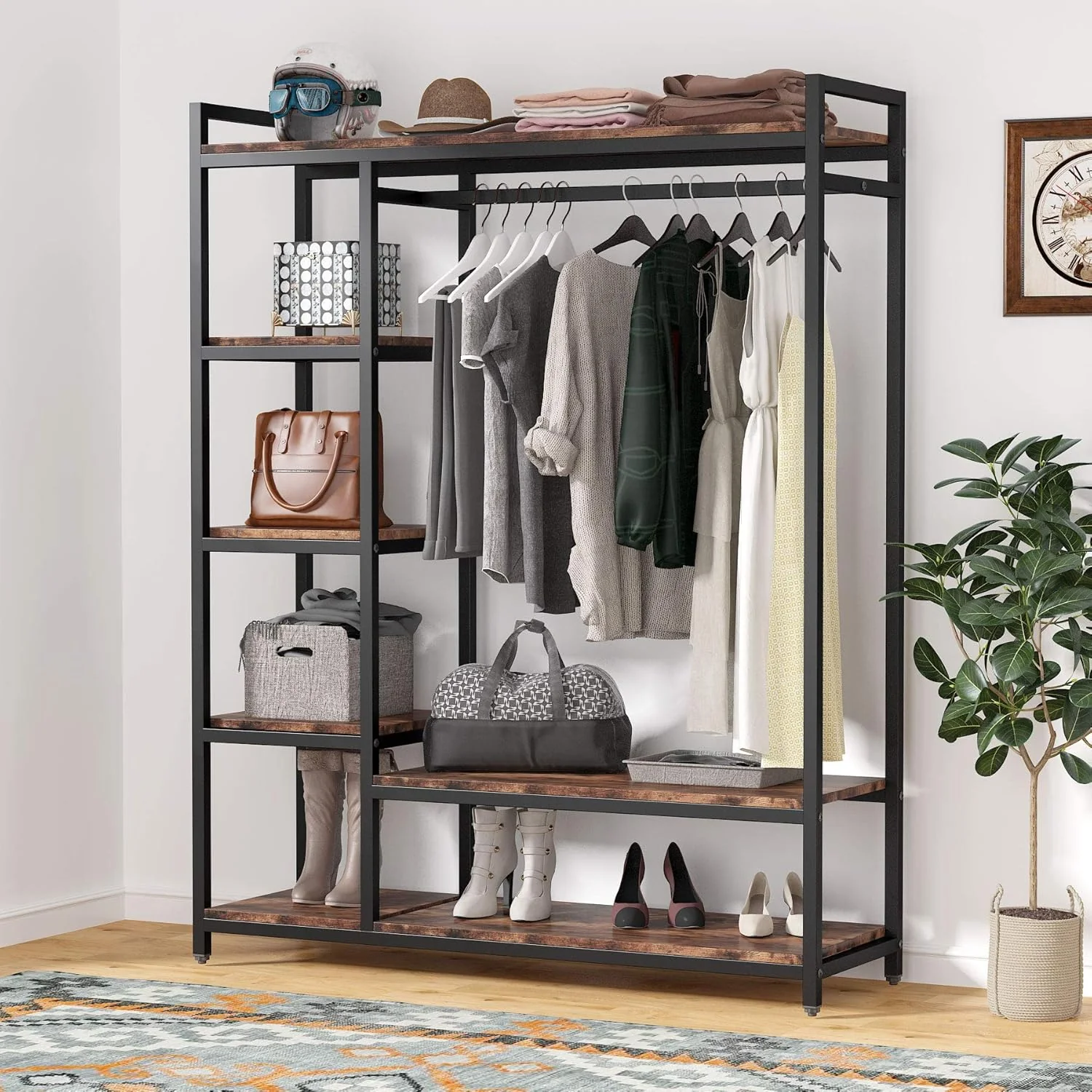 Freestanding Closet Organizer, Garment Rack with 6 Shelves - Image 4