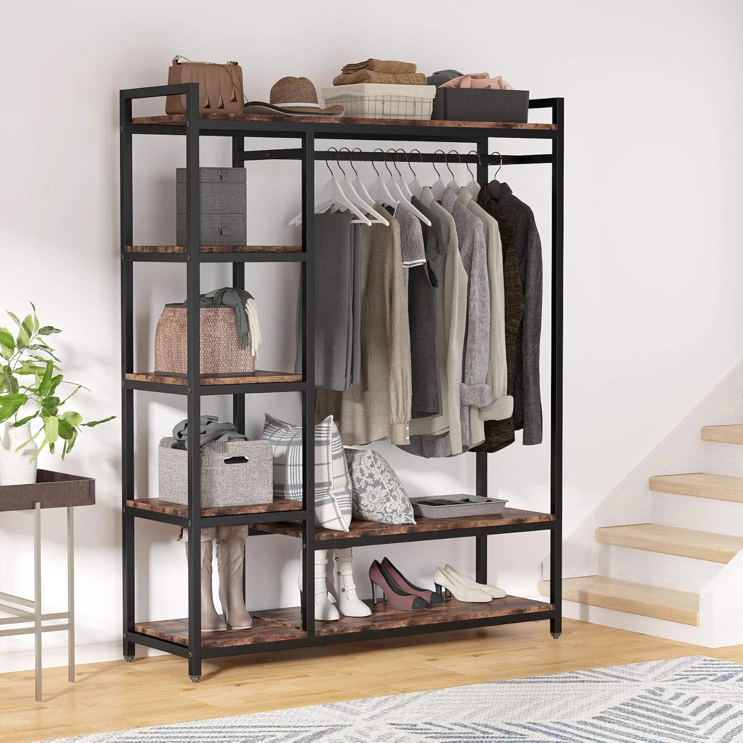 Freestanding Closet Organizer, Garment Rack with 6 Shelves - Image 5