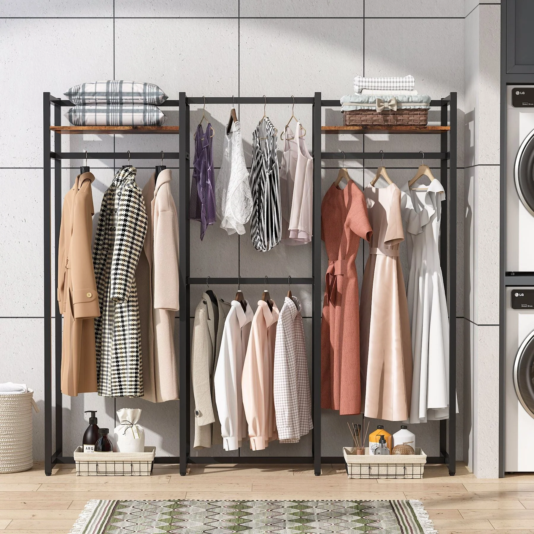 Freestanding Closet Organizer, Large Garment Clothes Rack - Image 4