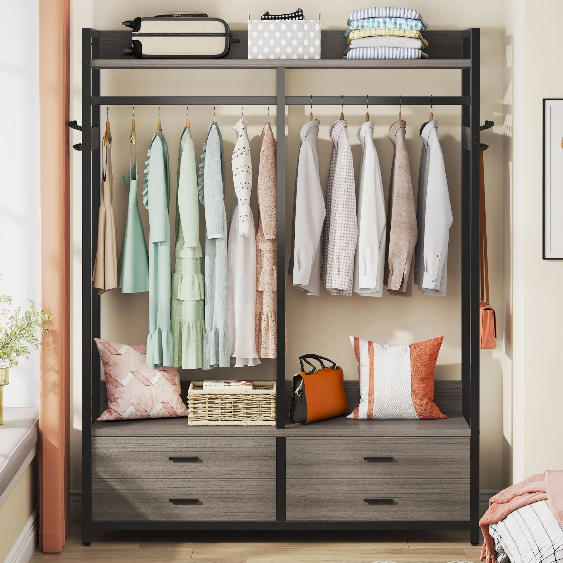 Freestanding Closet Organizer, Garment Rack with Drawers & Shelves - Image 10