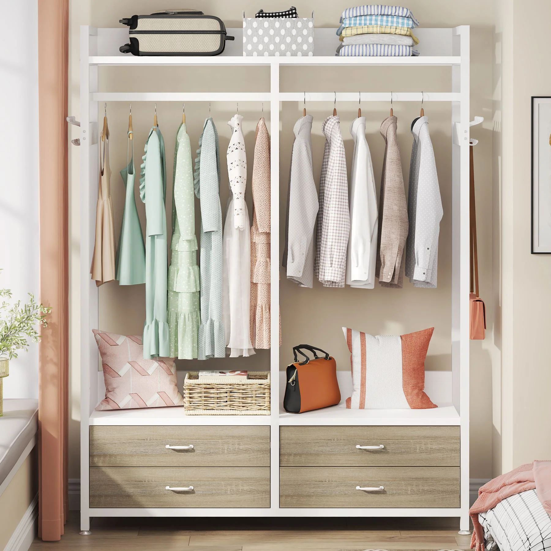 Freestanding Closet Organizer, Garment Rack with Drawers & Shelves - Image 13