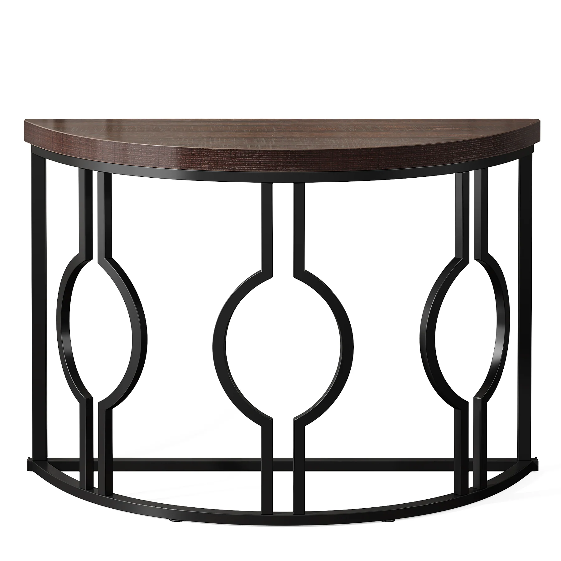 43" Industrial Console Table, Half Moon Shaped Accent Sofa Table - Image 7
