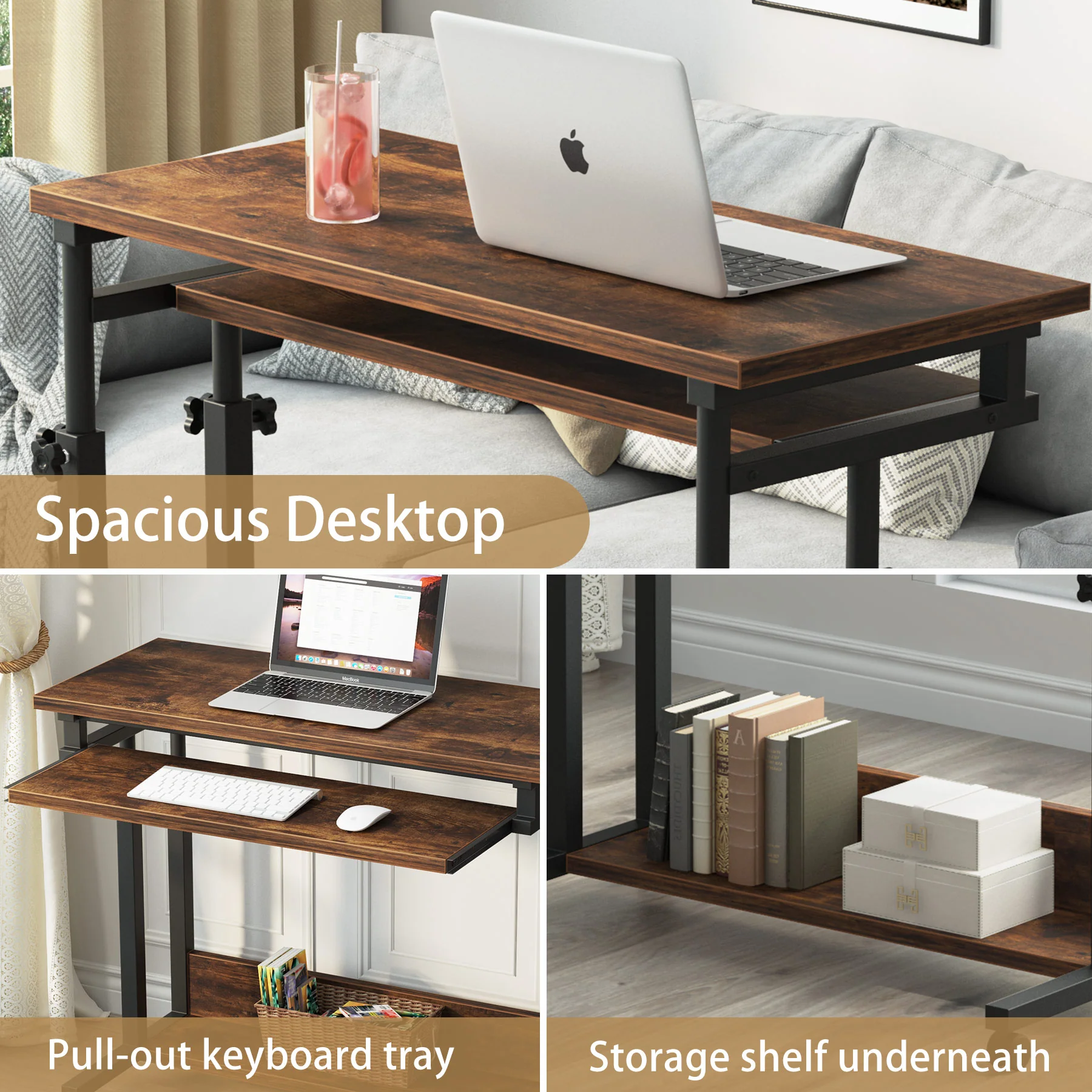 Height Adjustable Desk, Rolling Standing Portable Laptop Table - Image 4