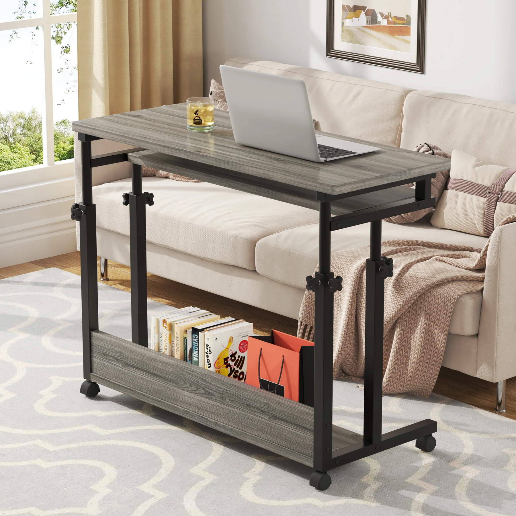 Height Adjustable Desk, Rolling Standing Portable Laptop Table - Image 7