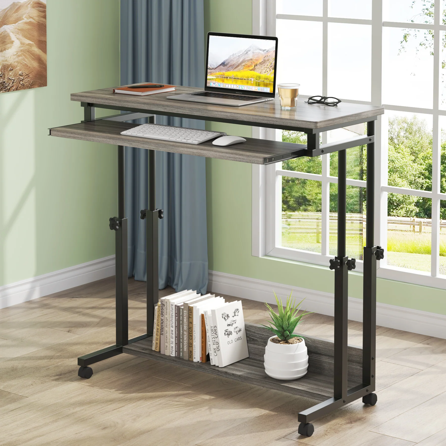 Height Adjustable Desk, Rolling Standing Portable Laptop Table - Image 9