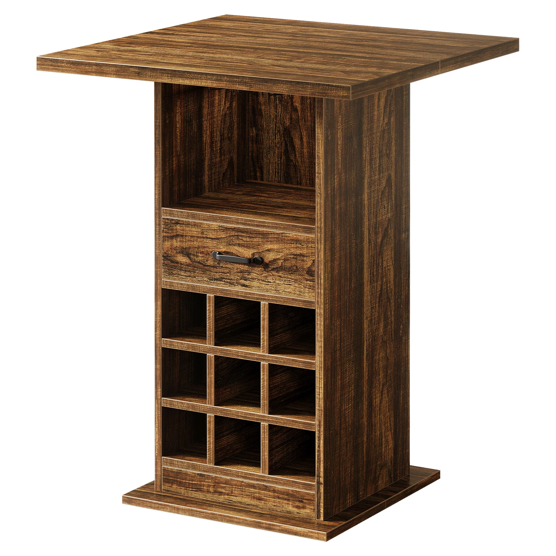 Home Bar Unit,  Square Liquor Bar Cabinet with Storage Drawer and Wine Rack - Image 8