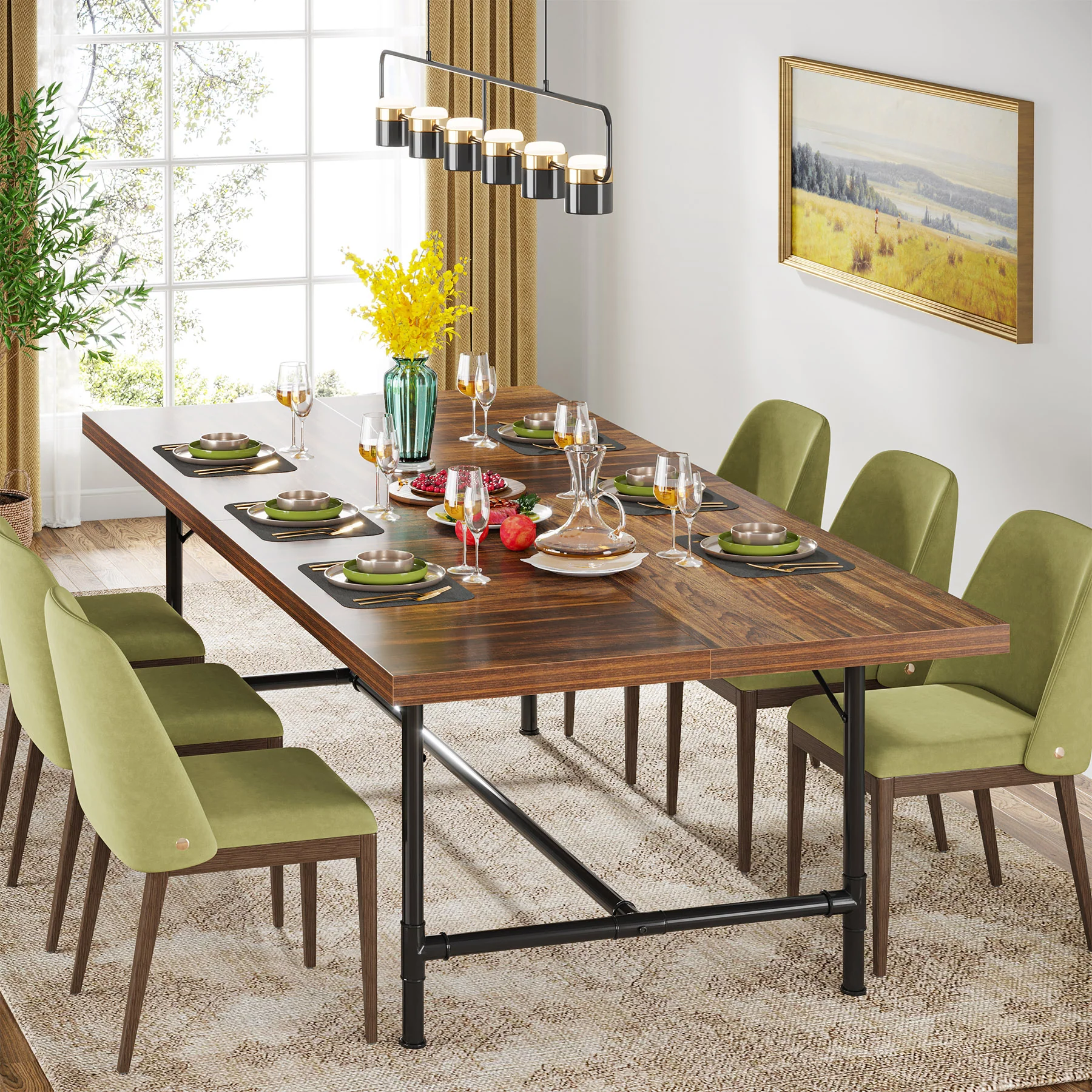 70.8" Industrial Dining Table, Rectangle Kitchen Table for 6-8 People - Image 6