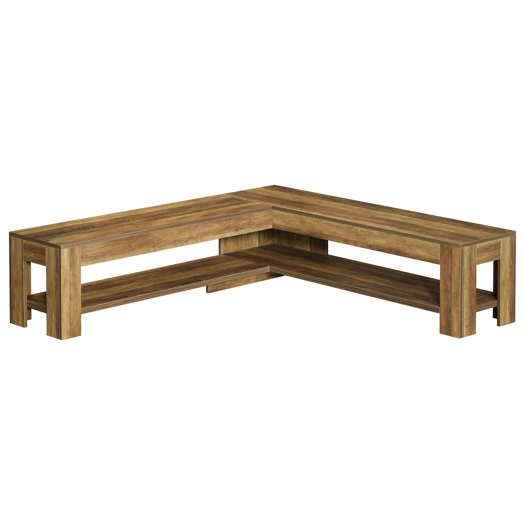 L-Shaped Bench, Corner Dining Nook Bench with Storage Shelf for Kitchen, Living Room - Image 10