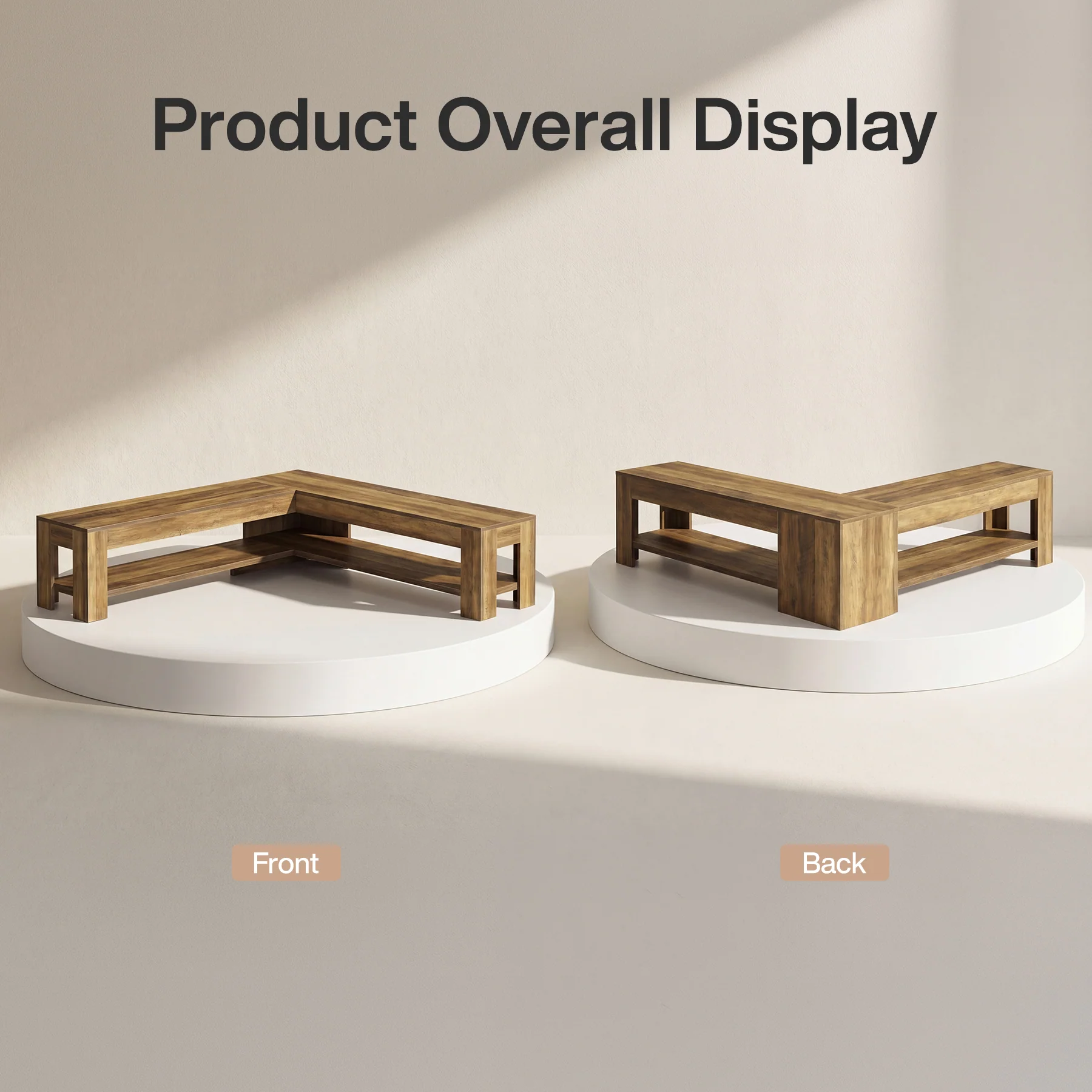 L-Shaped Bench, Corner Dining Nook Bench with Storage Shelf for Kitchen, Living Room - Image 9