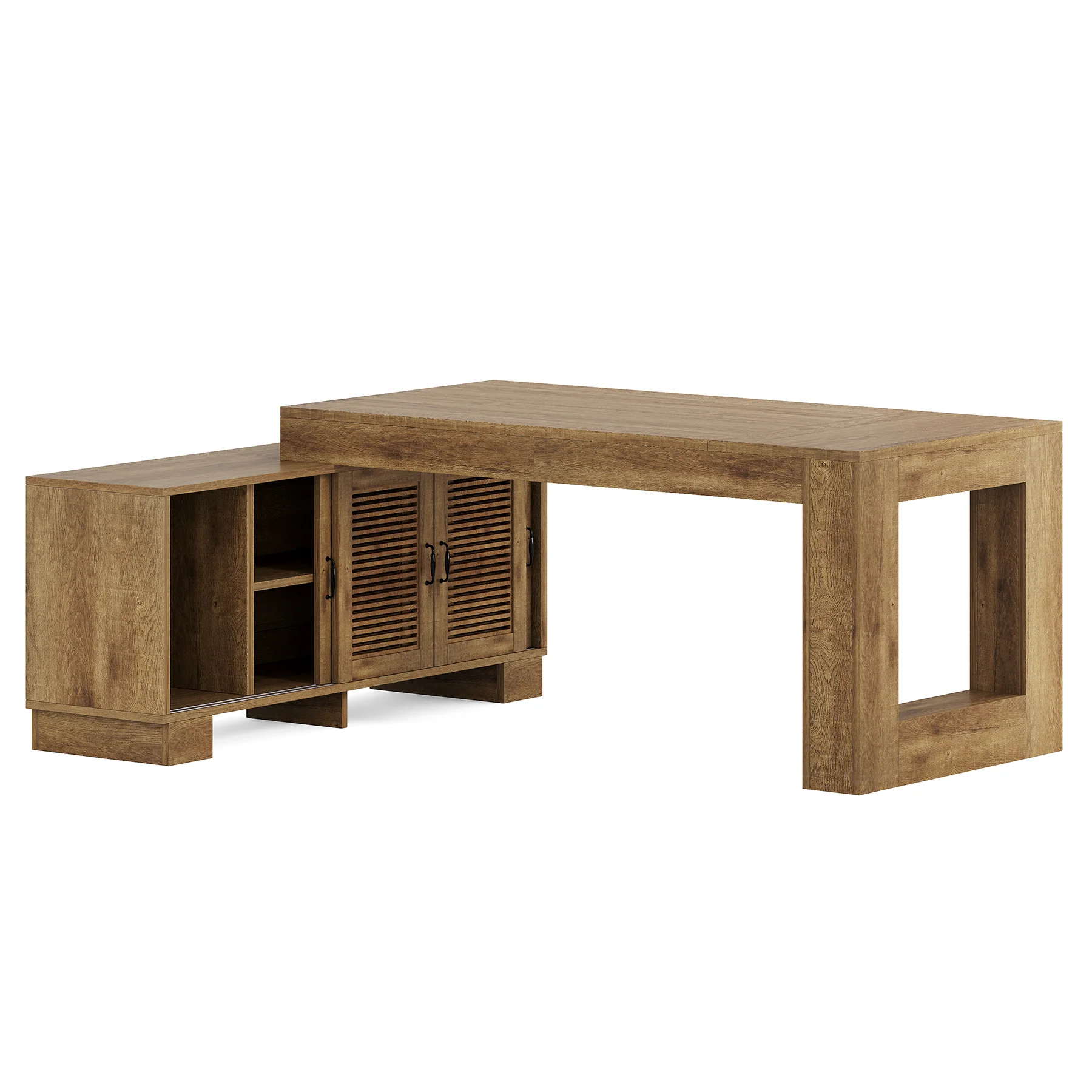 63" Computer Desk, L-shaped Executive Desk with Storage Cabinets - Image 12