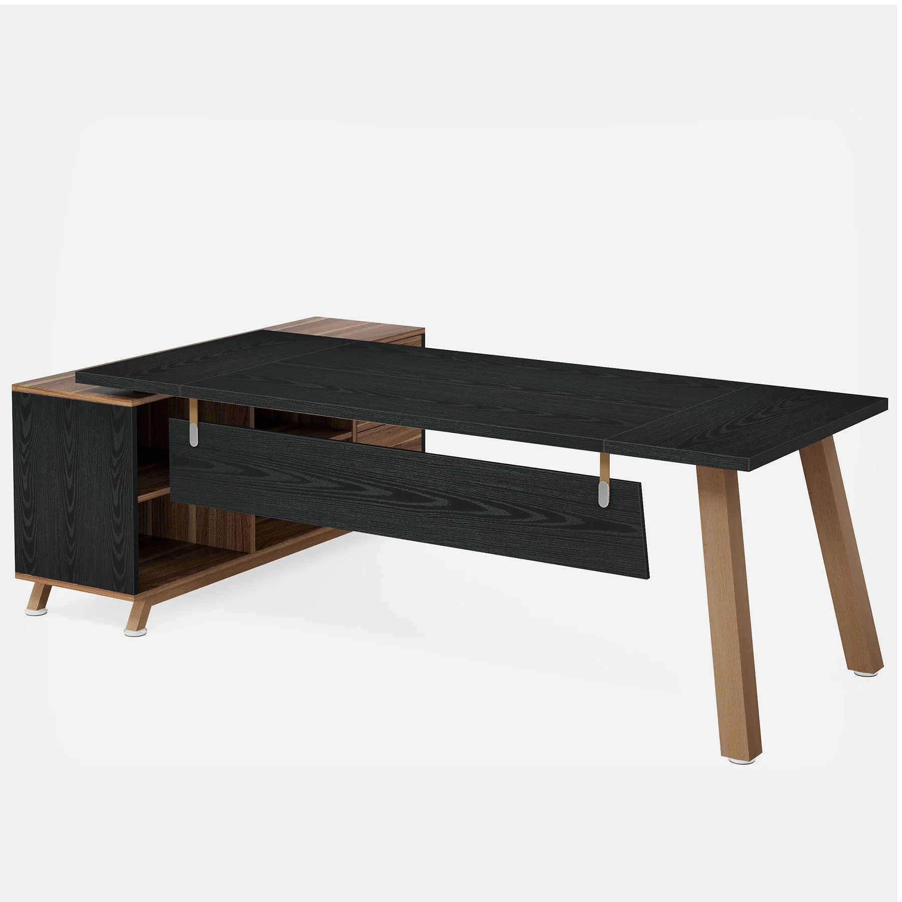 71" Executive Desk, L-Shaped Computer Desk Office Desk with File Cabinet - Image 8