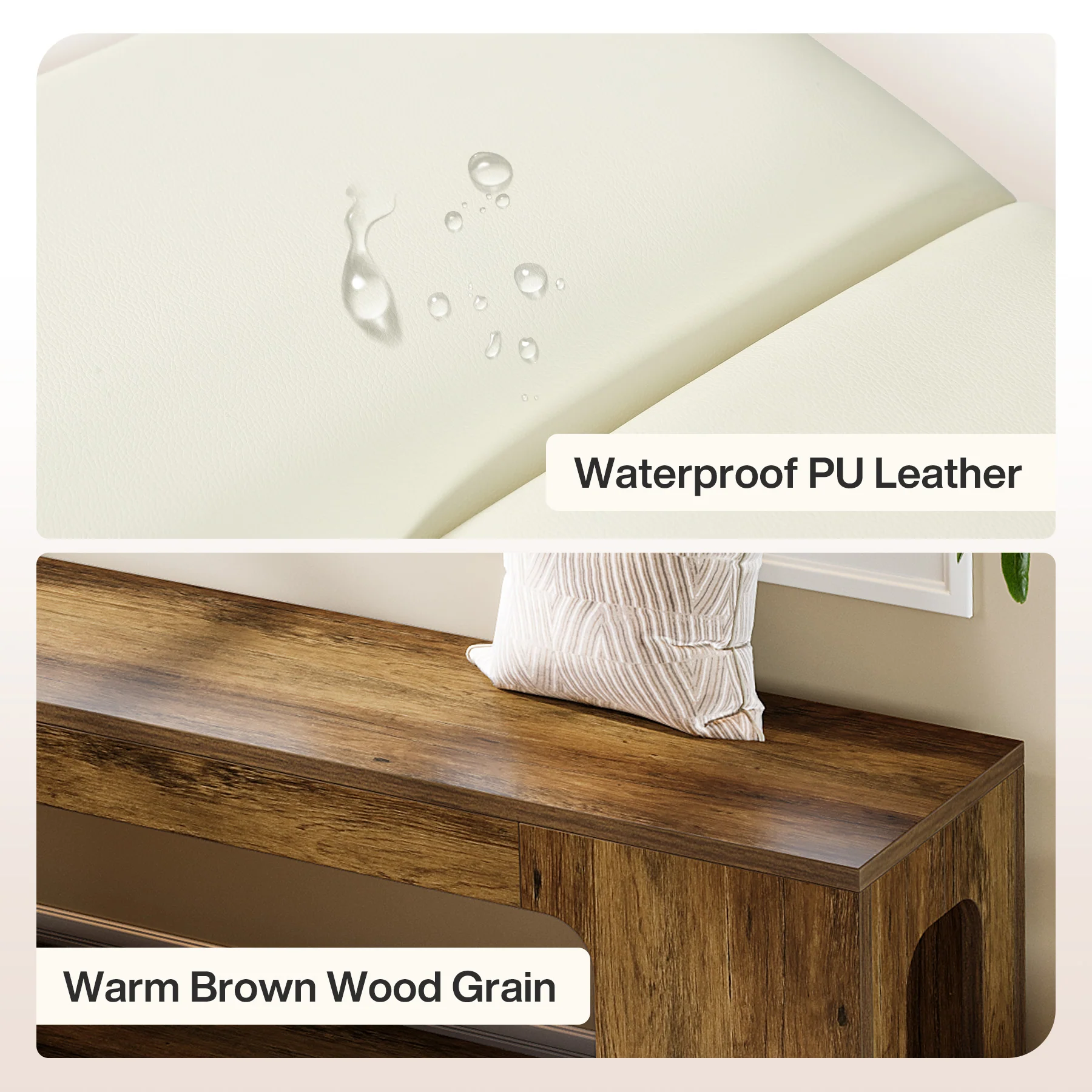 L-Shaped Corner Bench, Farmhouse Dining Bench with Removable Seat Cushion - Image 8