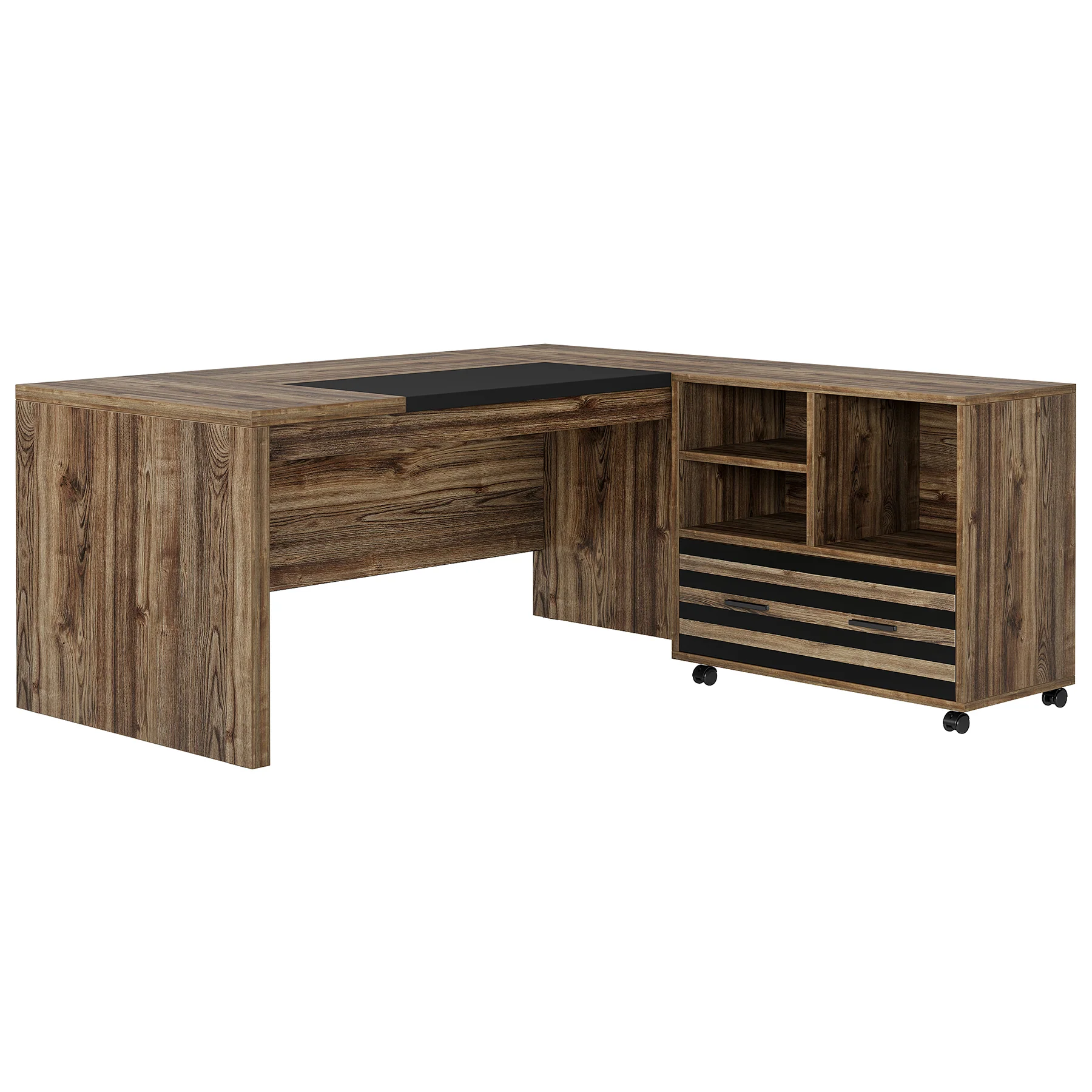 66.2" L-Shaped Executive Desk, Computer Desk with Mobile File Cabinet - Image 12