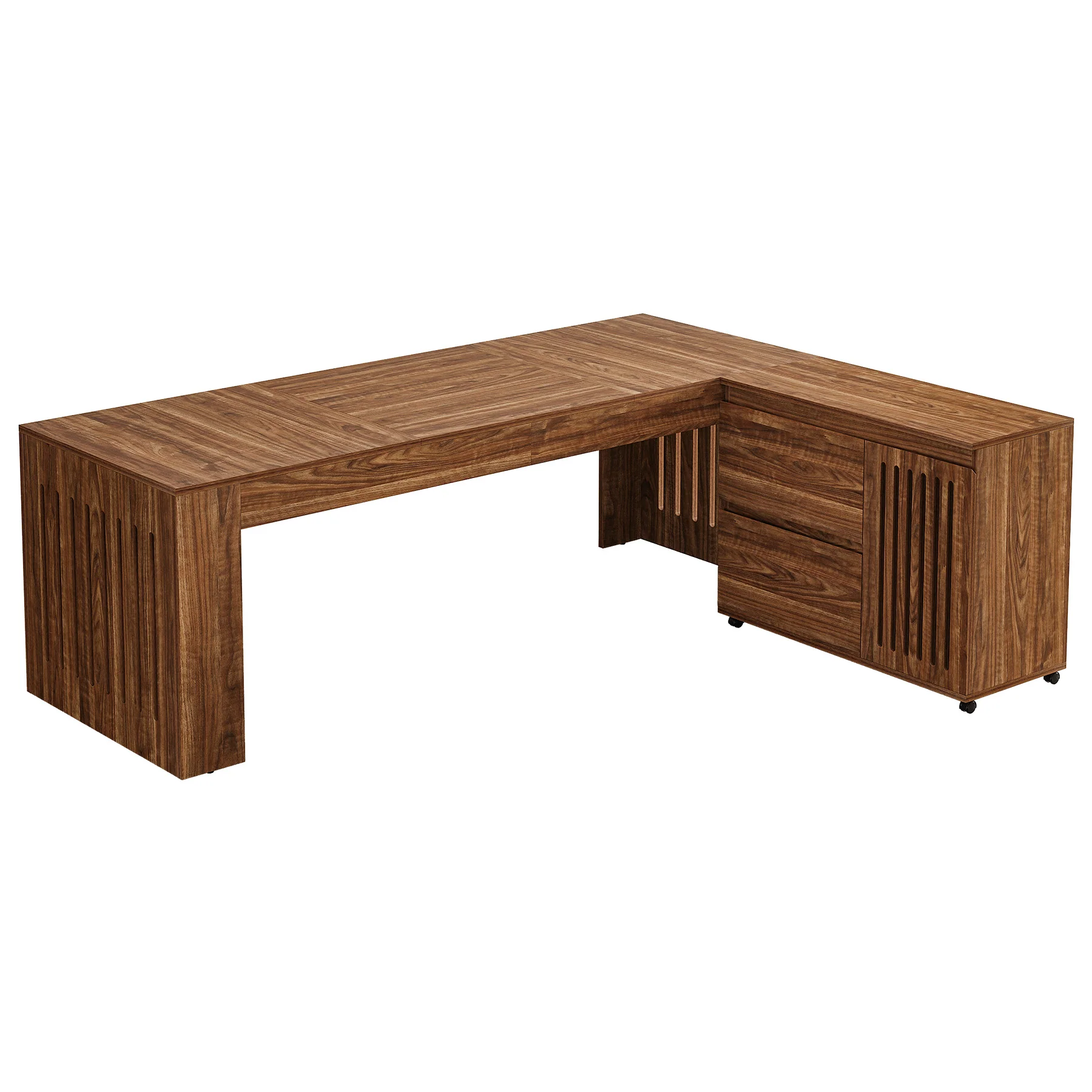 L-Shaped Executive Desk, 70.86" Computer Office Desk with 39.37" Mobile File Cabinet - Image 8