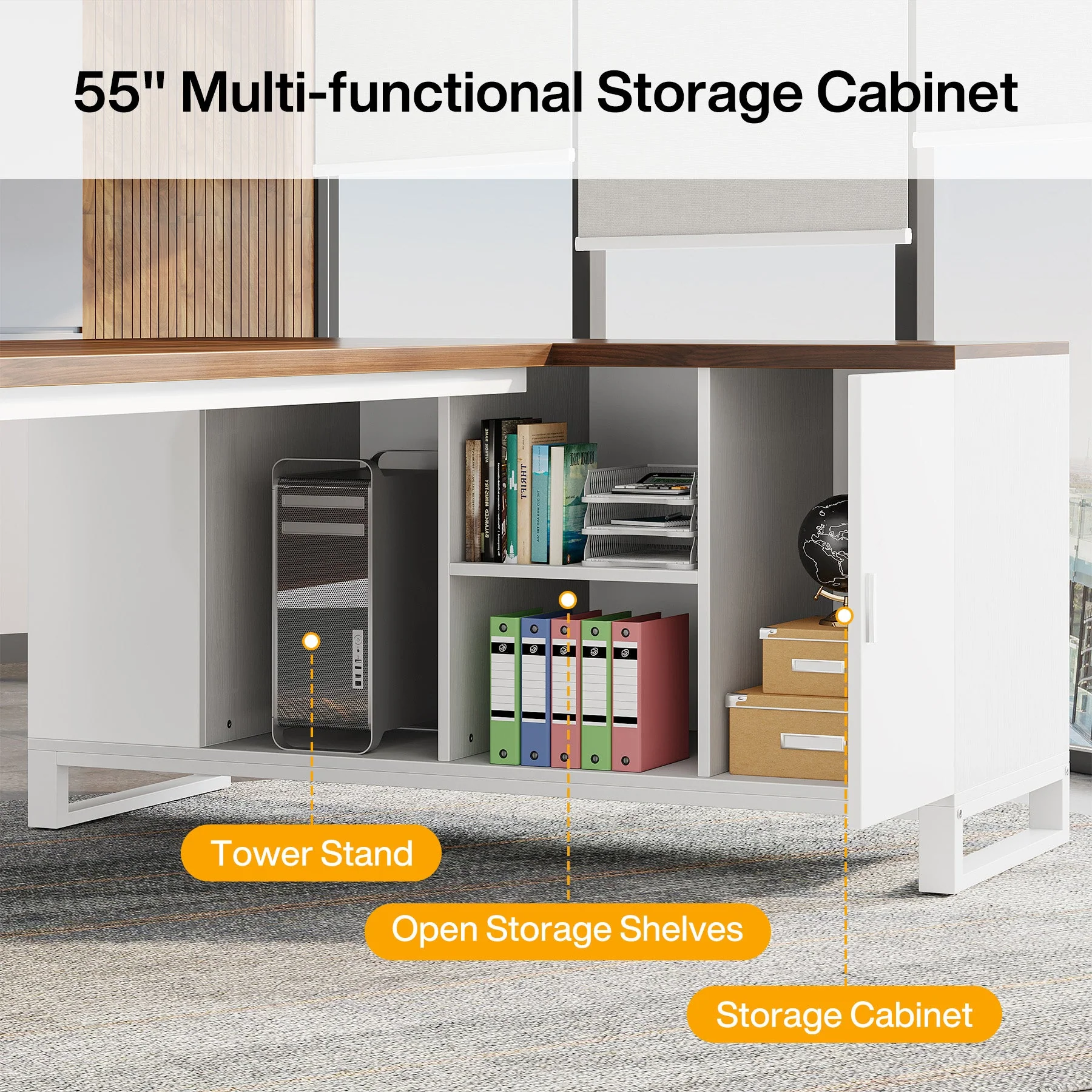 Large L-Shaped Desk, 70.87" Executive Desk with 55" File Cabinet - Image 6