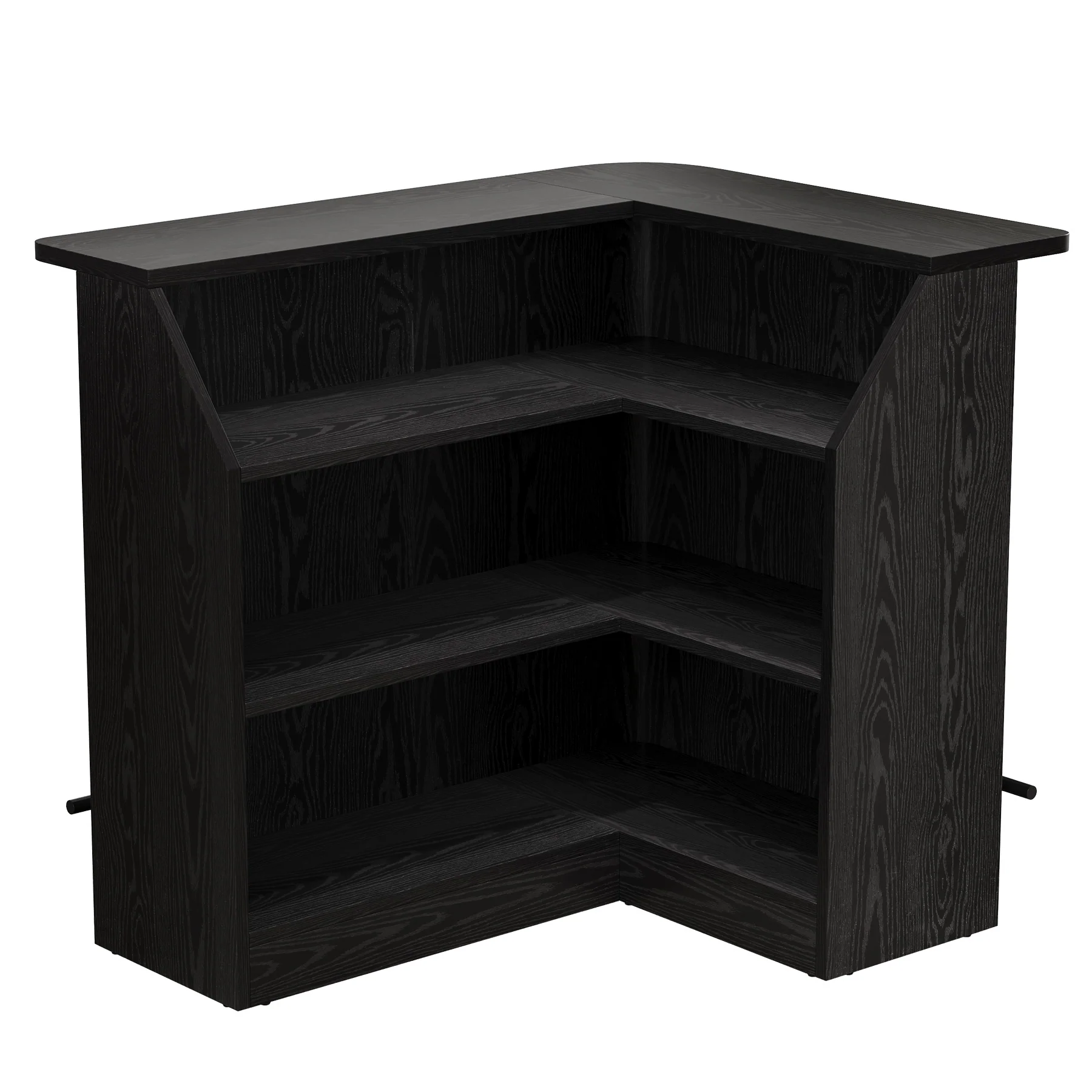 L-Shaped Home Bar Unit, 4-Tier Fluted Bar Table with Storage Shelves - Image 10