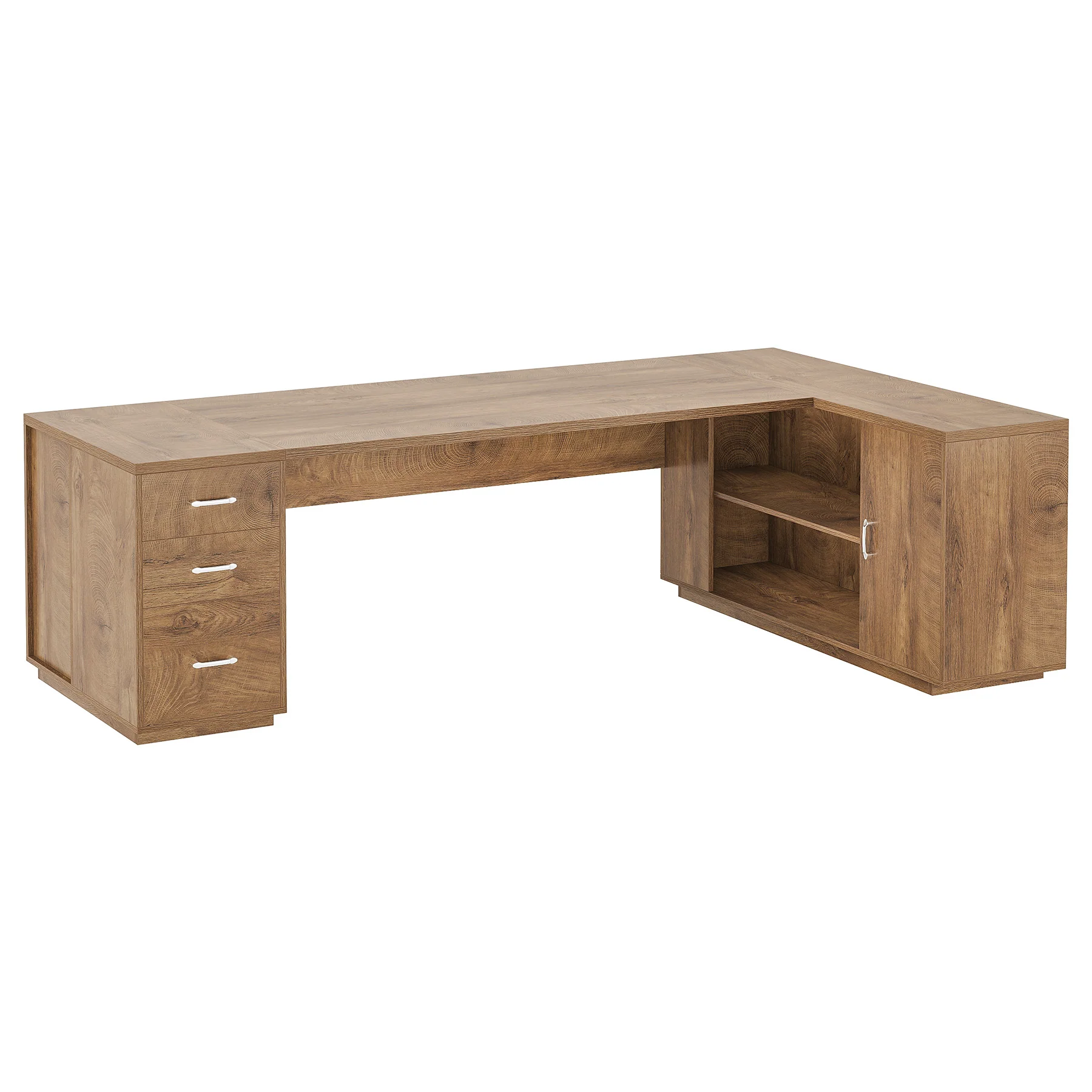 85.8" Executive Desk, L-Shaped Office Desk Computer Desk with File Drawers - Image 16