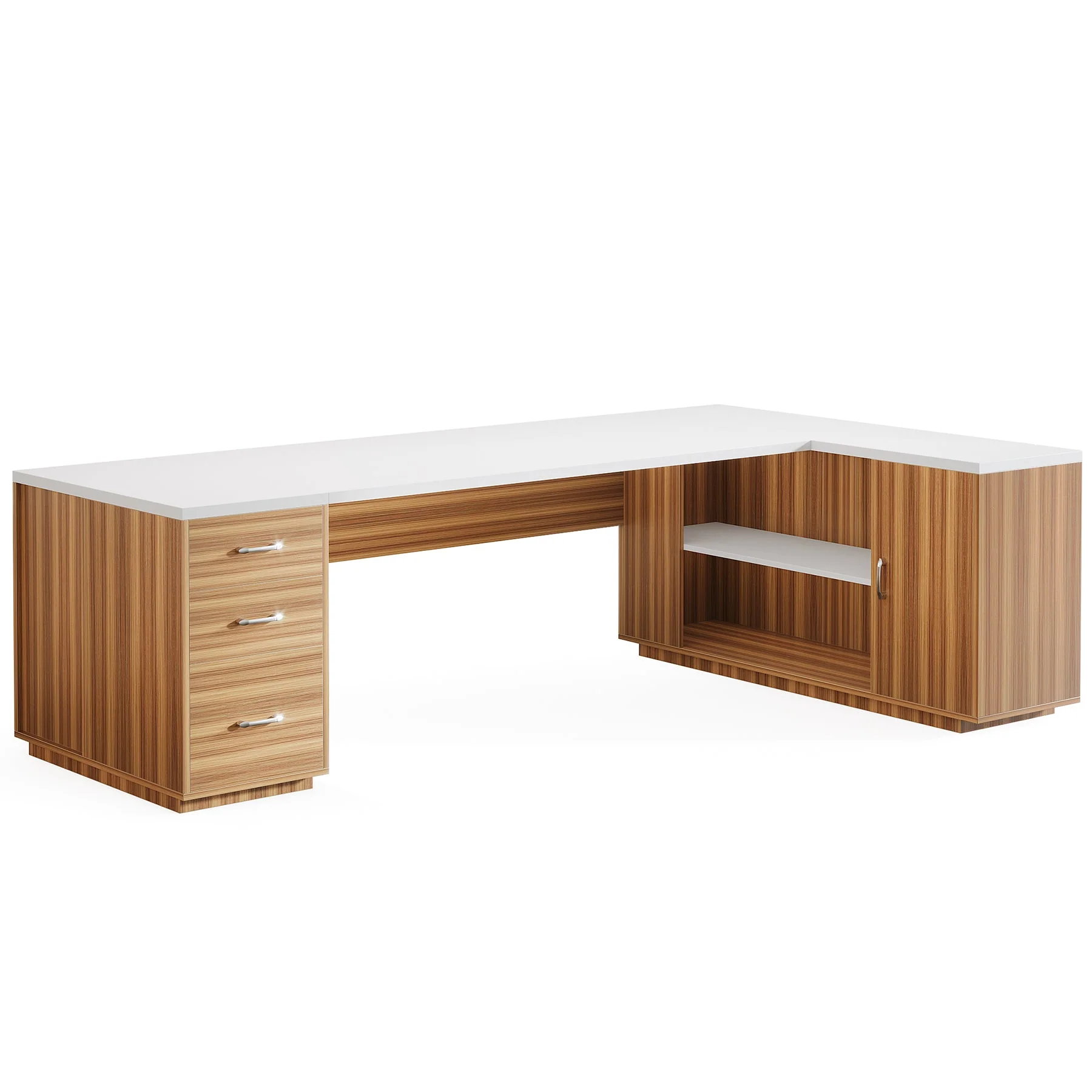 85.8" Executive Desk, L-Shaped Office Desk Computer Desk with File Drawers - Image 17