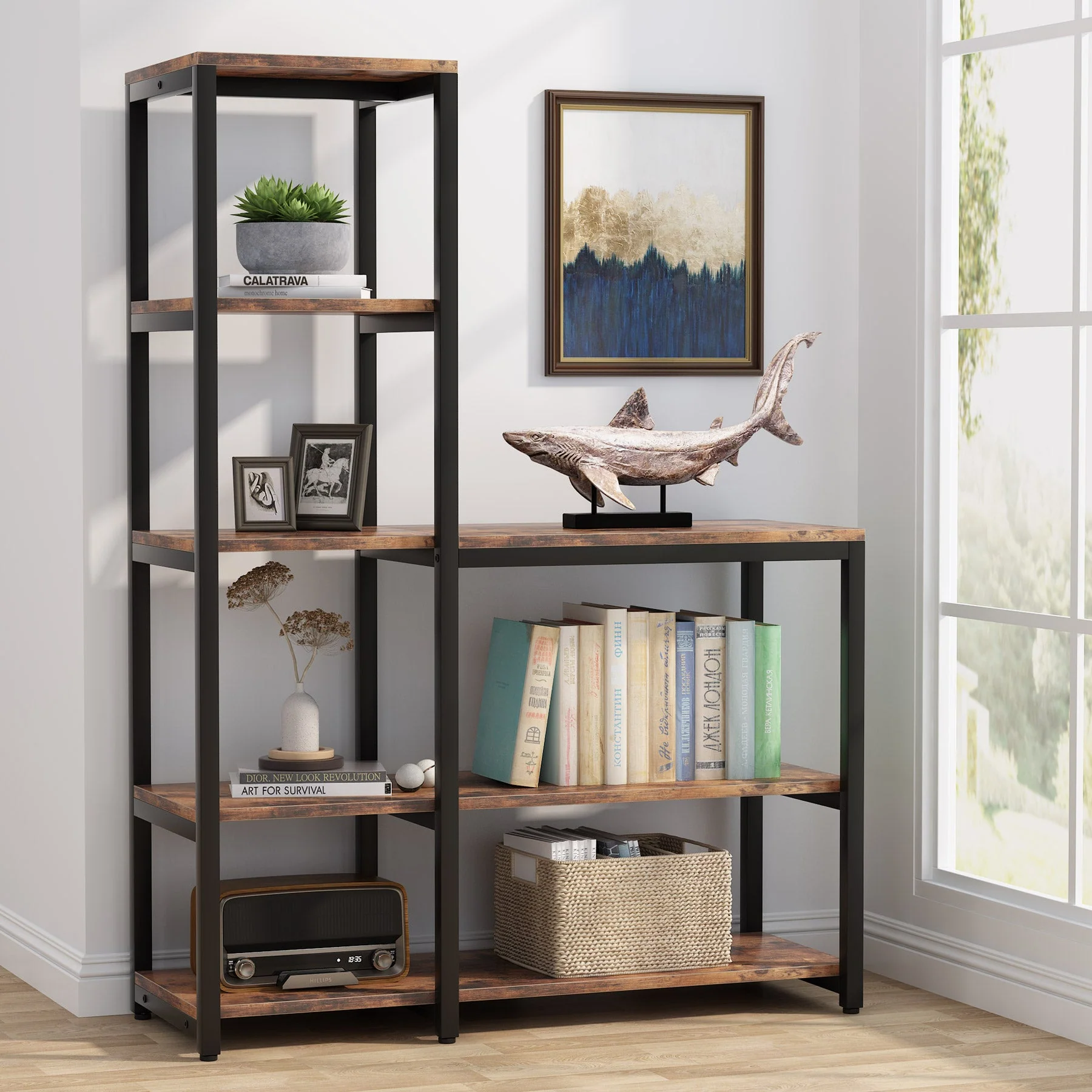 Ladder Bookshelf, 5-Tier Etagere Bookcase Display Rack for Home Office - Image 3