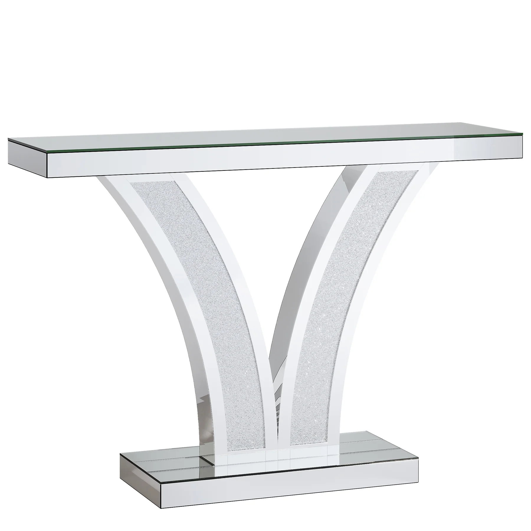 39" Mirrored Console Table, Modern Silver Entryway Table - Image 8