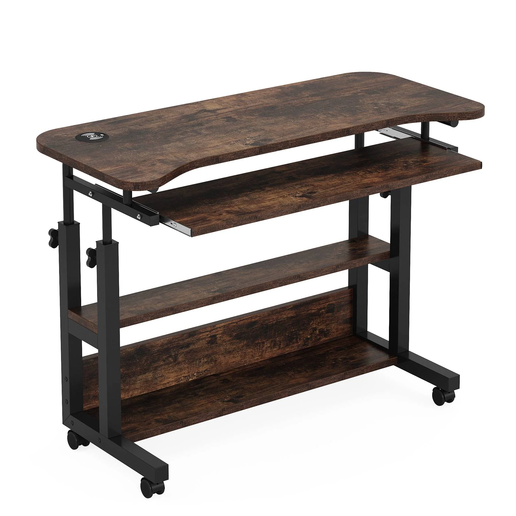 Height Adjustable Desk, Mobile Portable Desk with Wireless Charging Station - Image 11