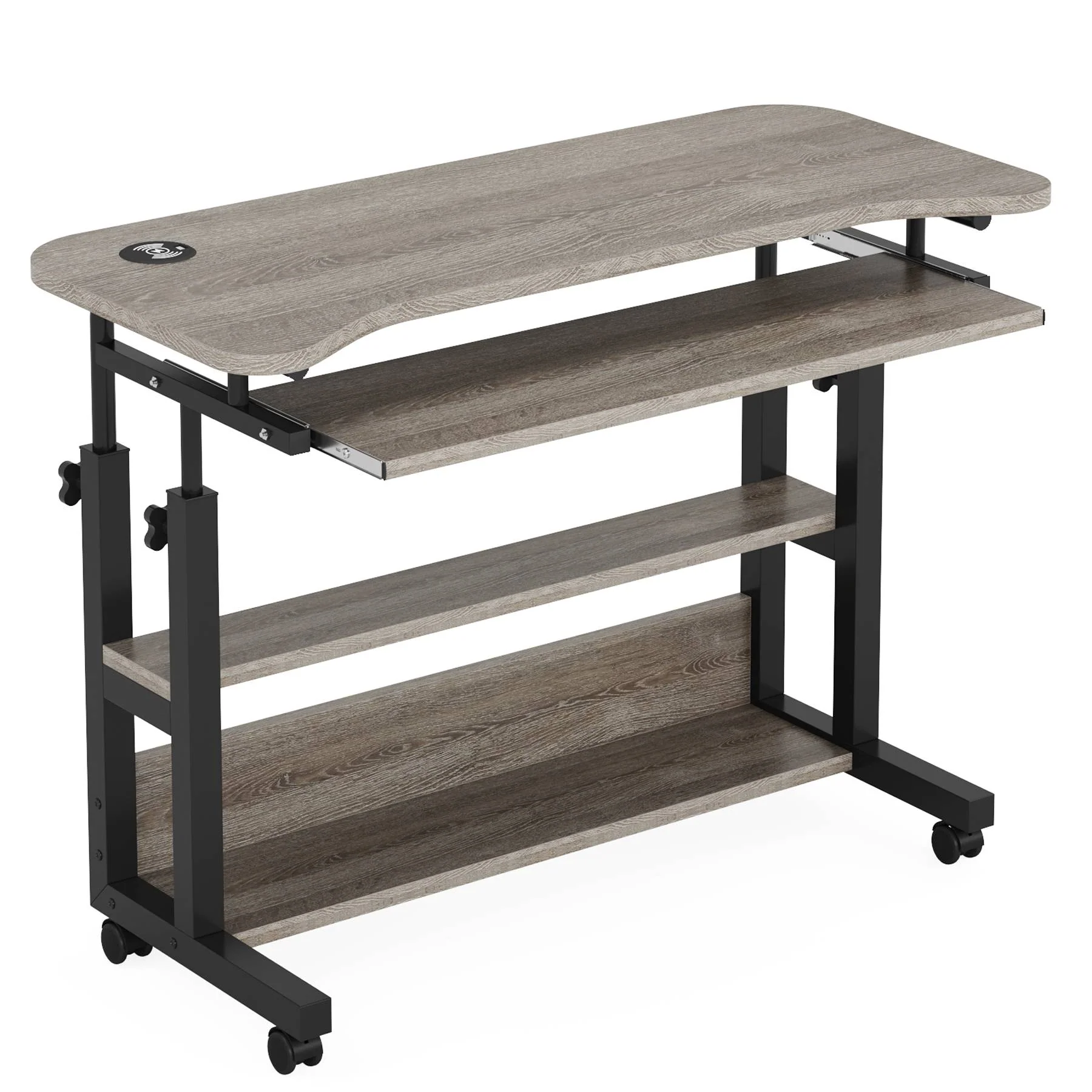 Height Adjustable Desk, Mobile Portable Desk with Wireless Charging Station - Image 9