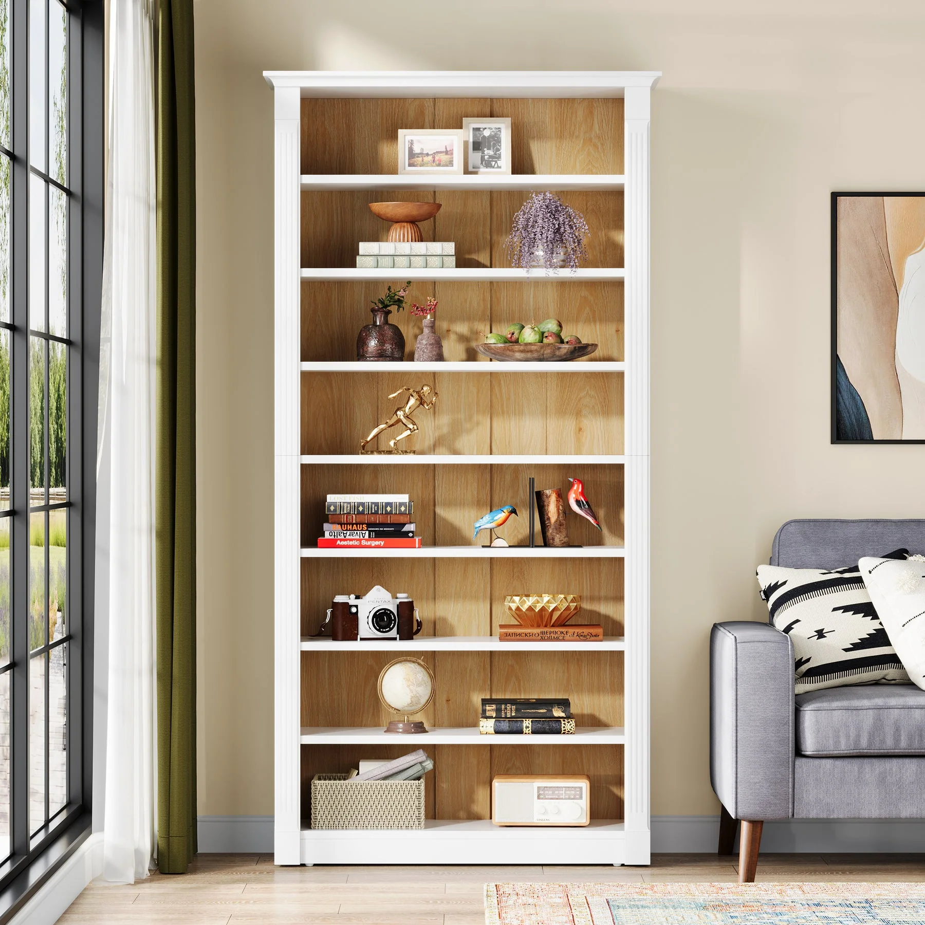 70.9" Tall Bookcase, Modern 8-Tier Bookshelf Freestanding Display Shelf - Image 3