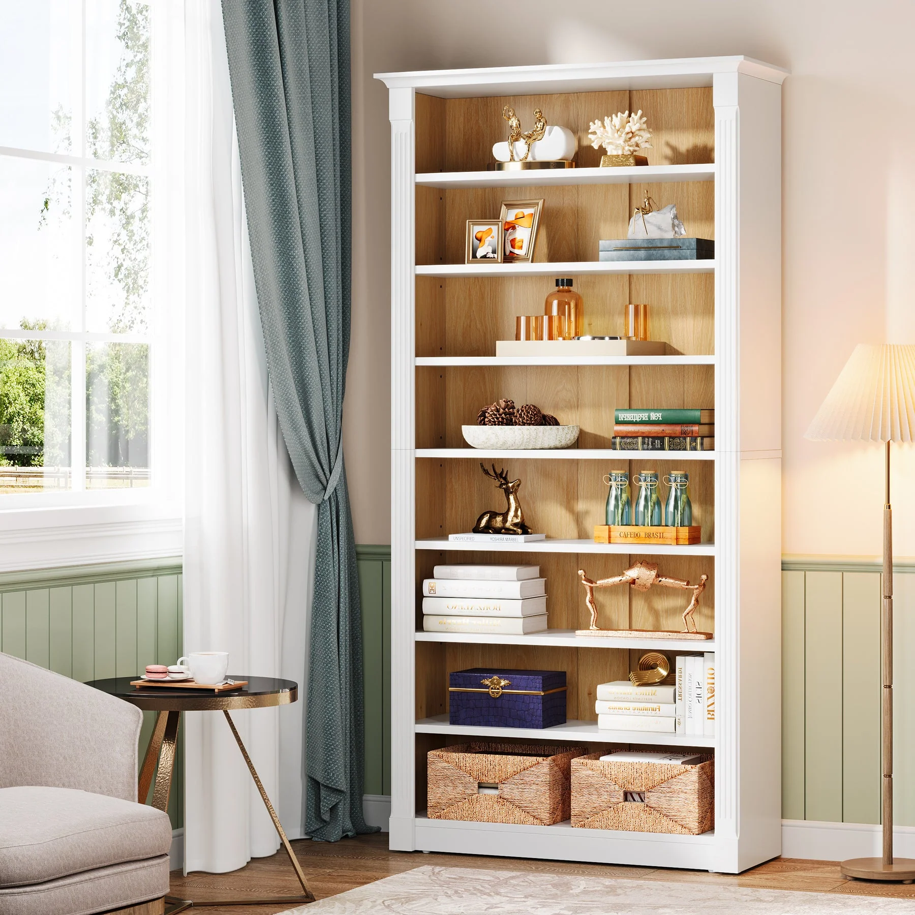 70.9" Tall Bookcase, Modern 8-Tier Bookshelf Freestanding Display Shelf - Image 4