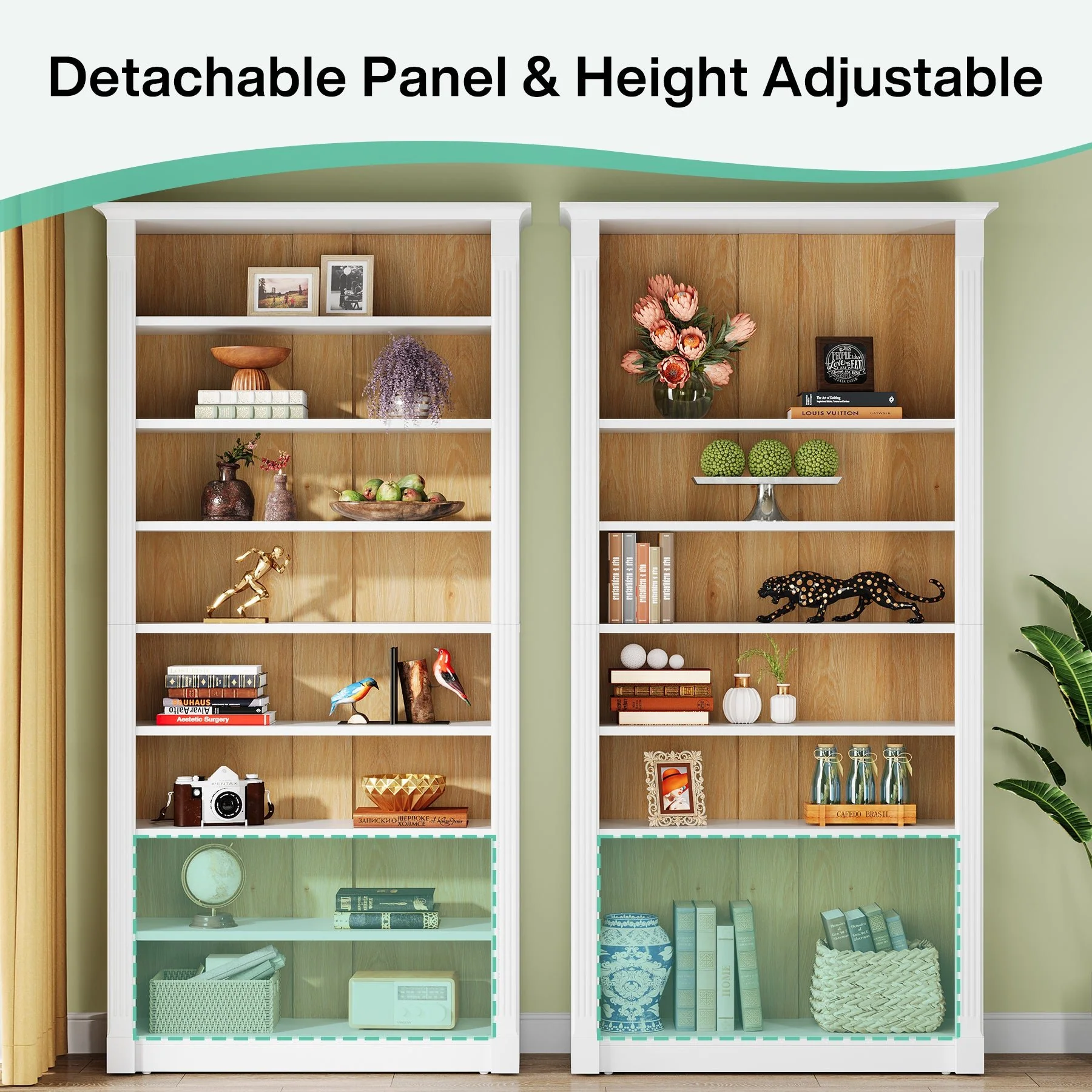 70.9" Tall Bookcase, Modern 8-Tier Bookshelf Freestanding Display Shelf - Image 5