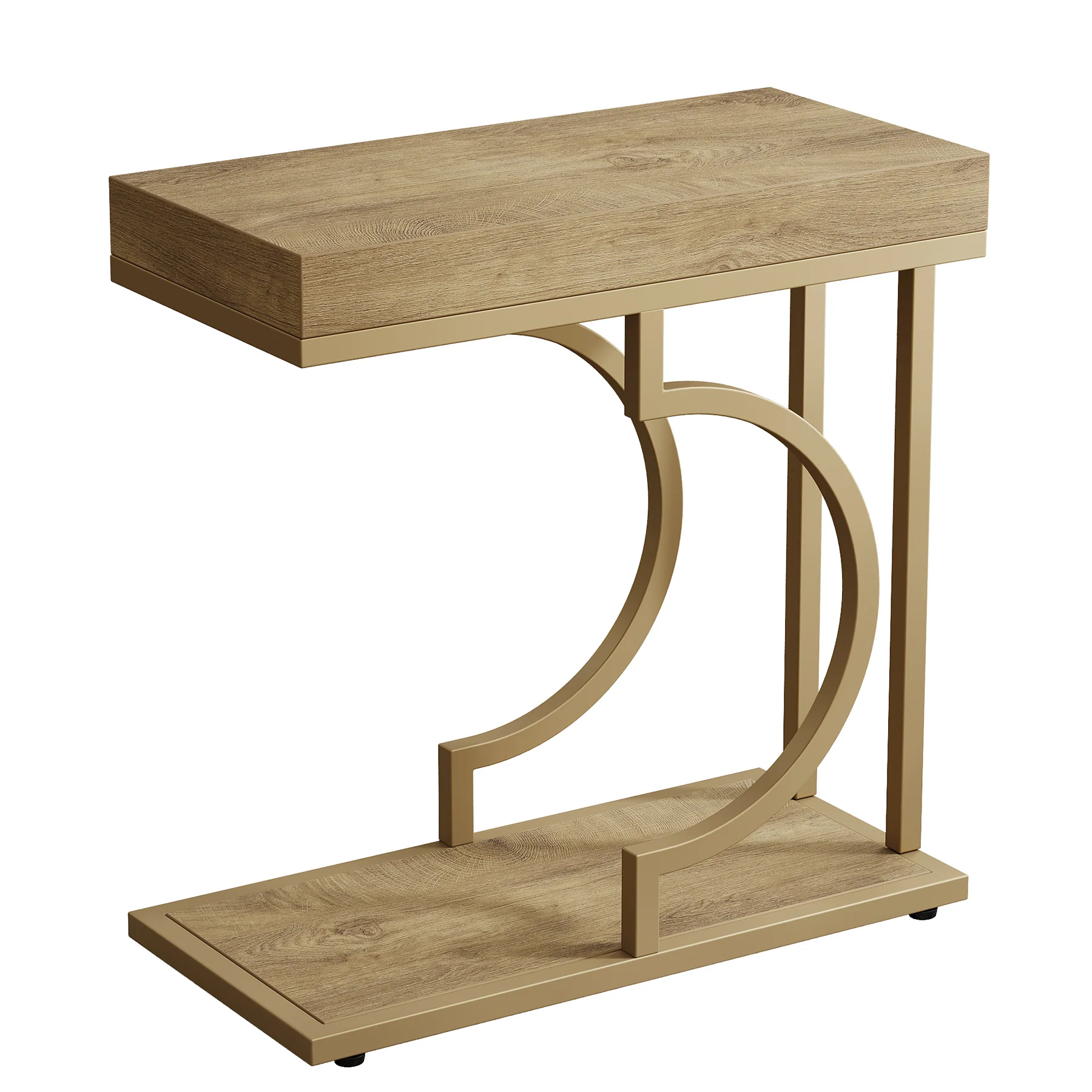 Narrow C Table, Modern End Table Bedside Table with Metal Frame - Image 13