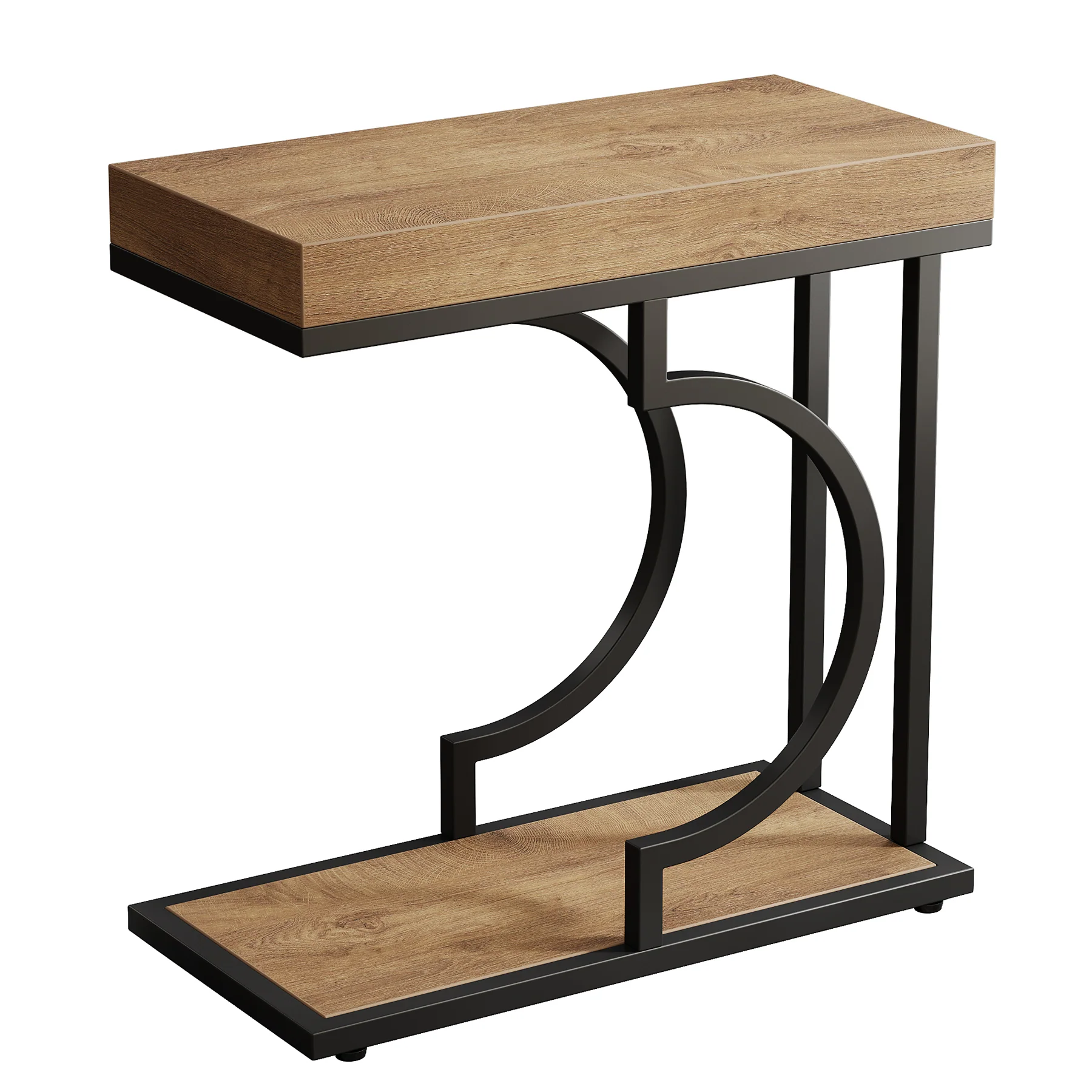 Narrow C Table, Modern End Table Bedside Table with Metal Frame - Image 15