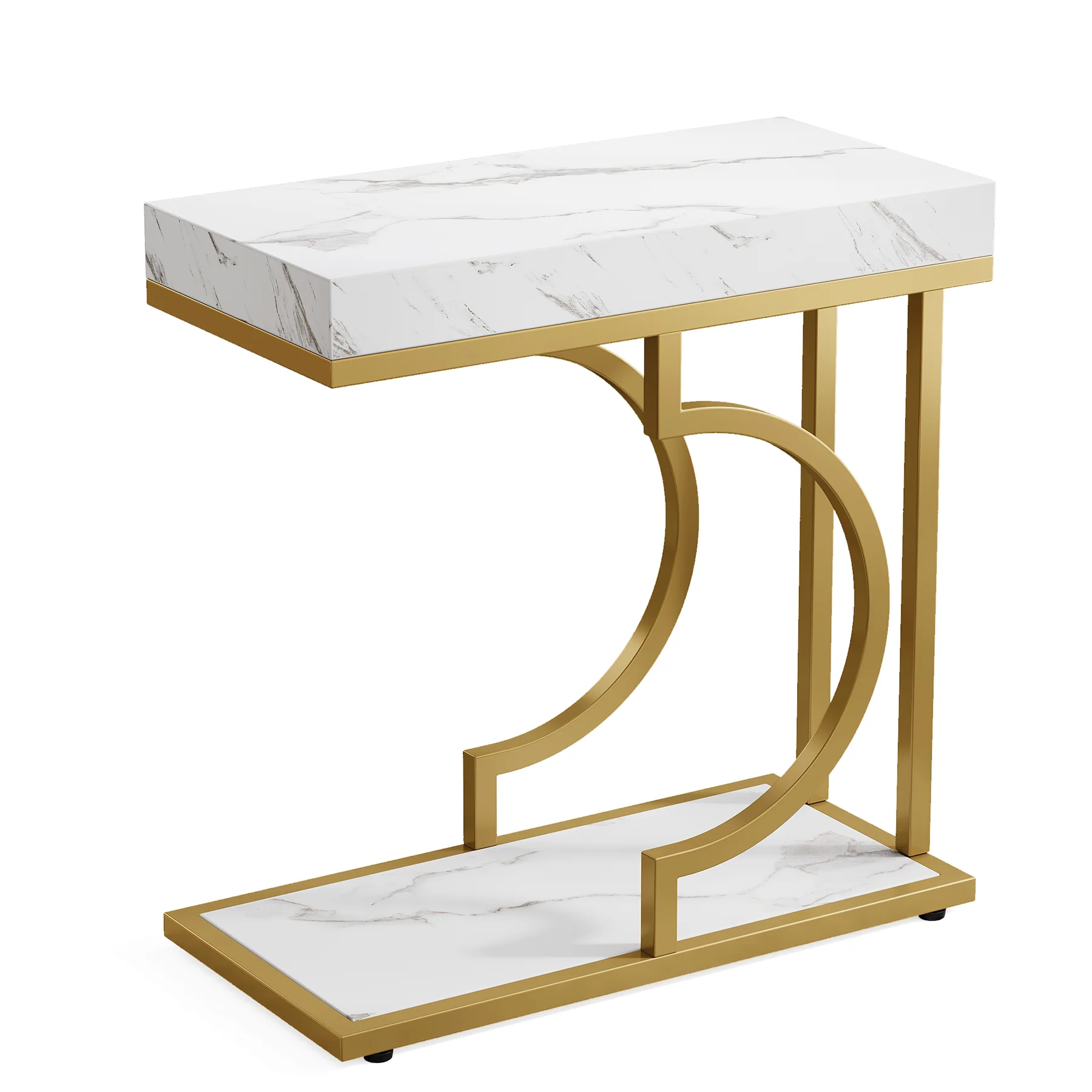Narrow C Table, Modern End Table Bedside Table with Metal Frame - Image 18