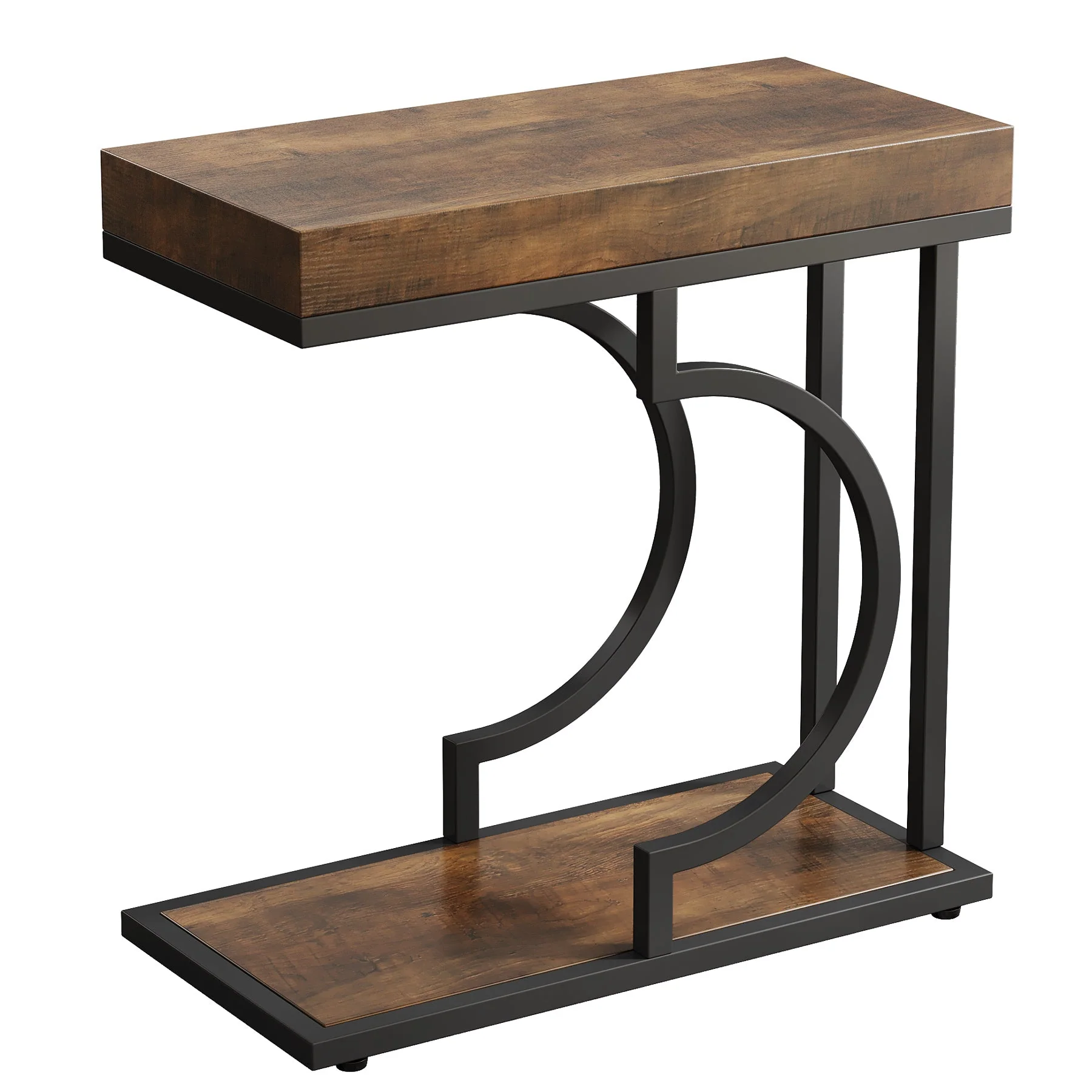 Narrow C Table, Modern End Table Bedside Table with Metal Frame - Image 9