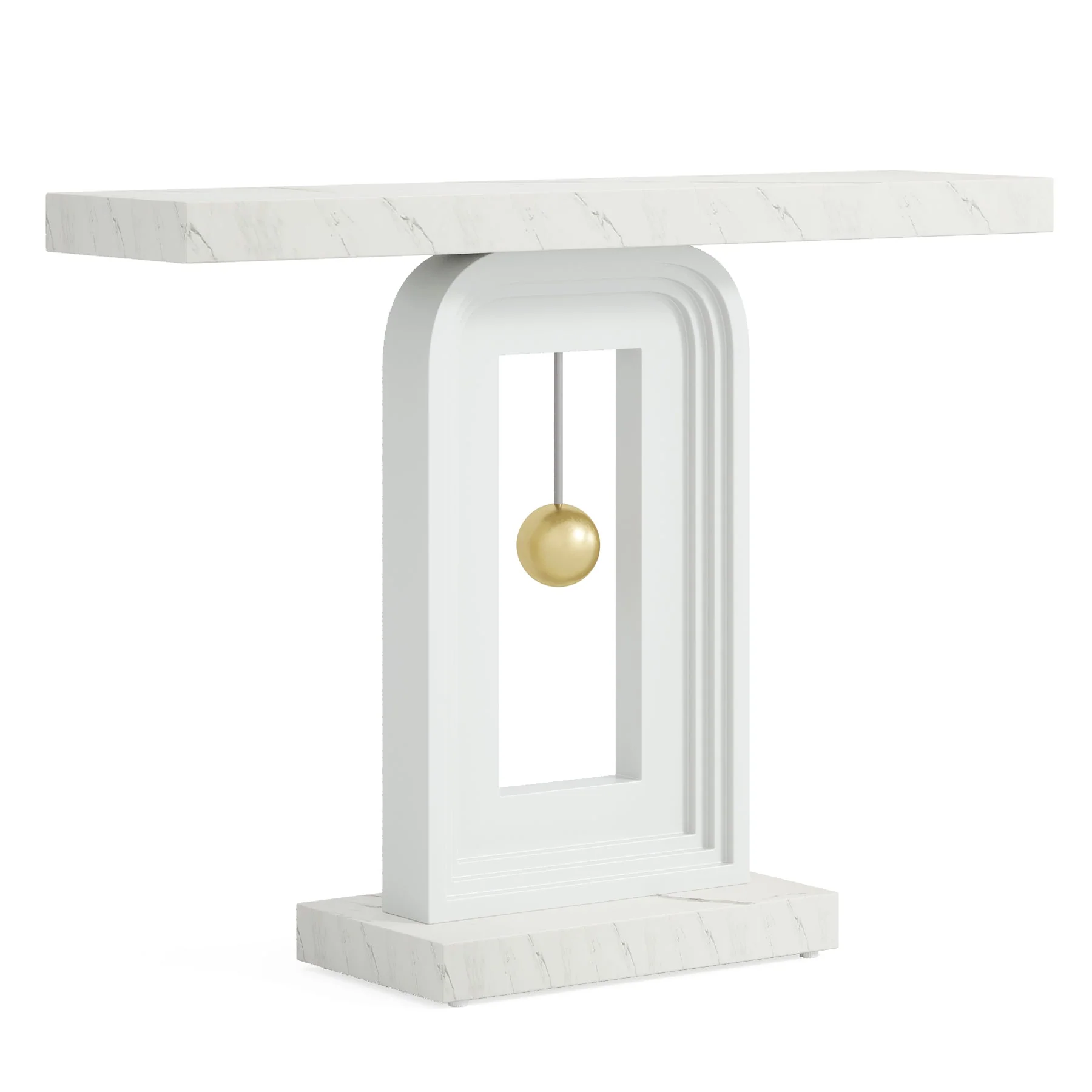 39.4" Console Table, Modern Sofa Entryway Table with Gold Decor - Image 8