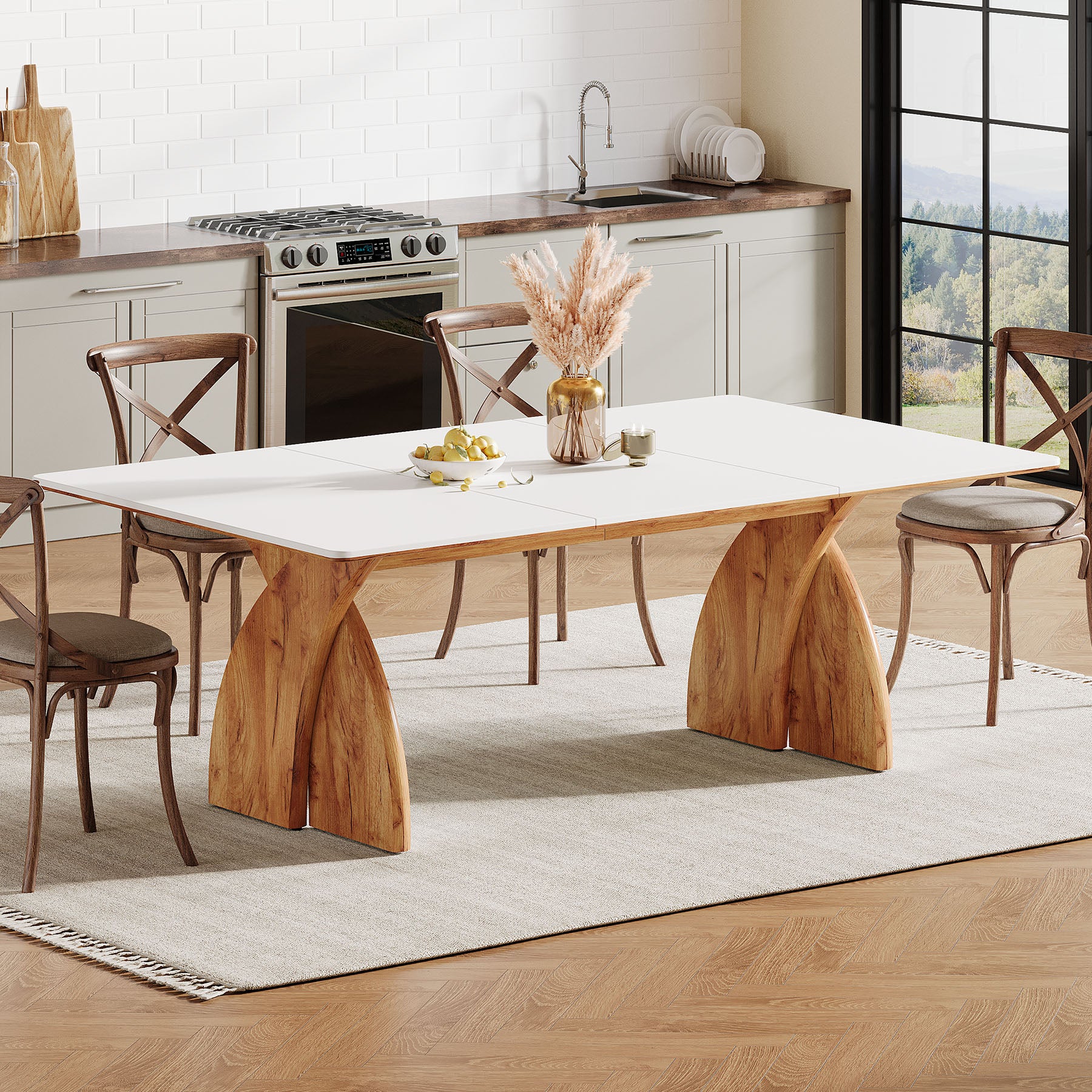 63" Dining Table for 6, Modern Kitchen Table with Heavy Duty Legs for Dining Room - Image 3
