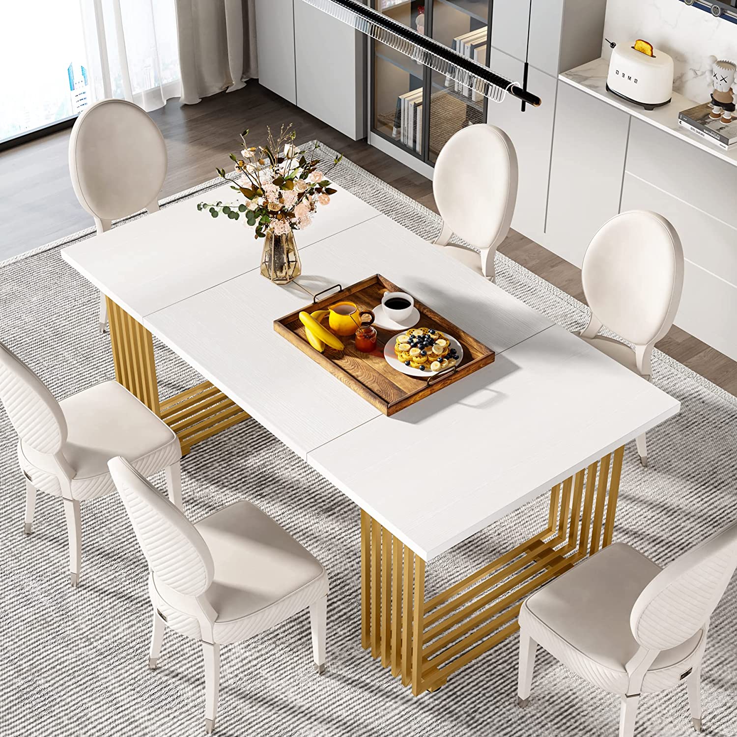 Modern Dining Table, 70.8 Inches Kitchen Table for 6-8 People - Image 4